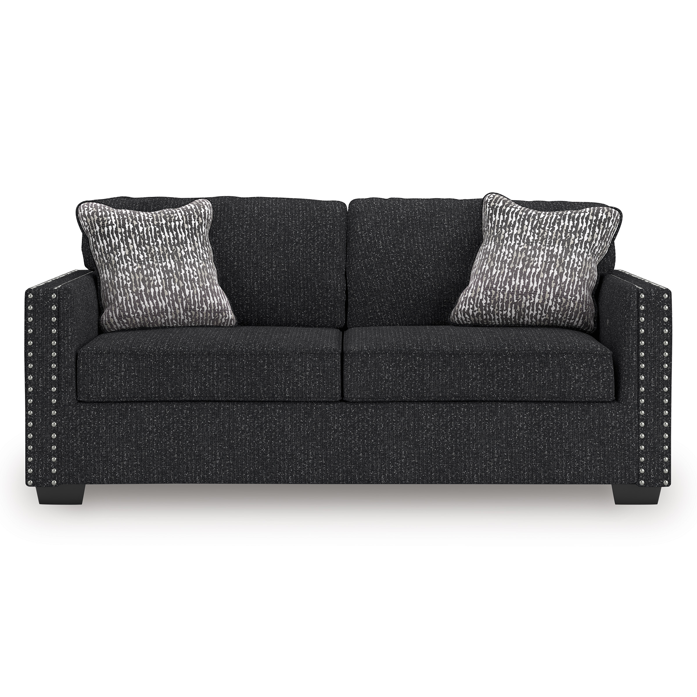 Jasmine Peaks Modern Sofa | Coal Fabric with LED Lighting & Nailhead Trim