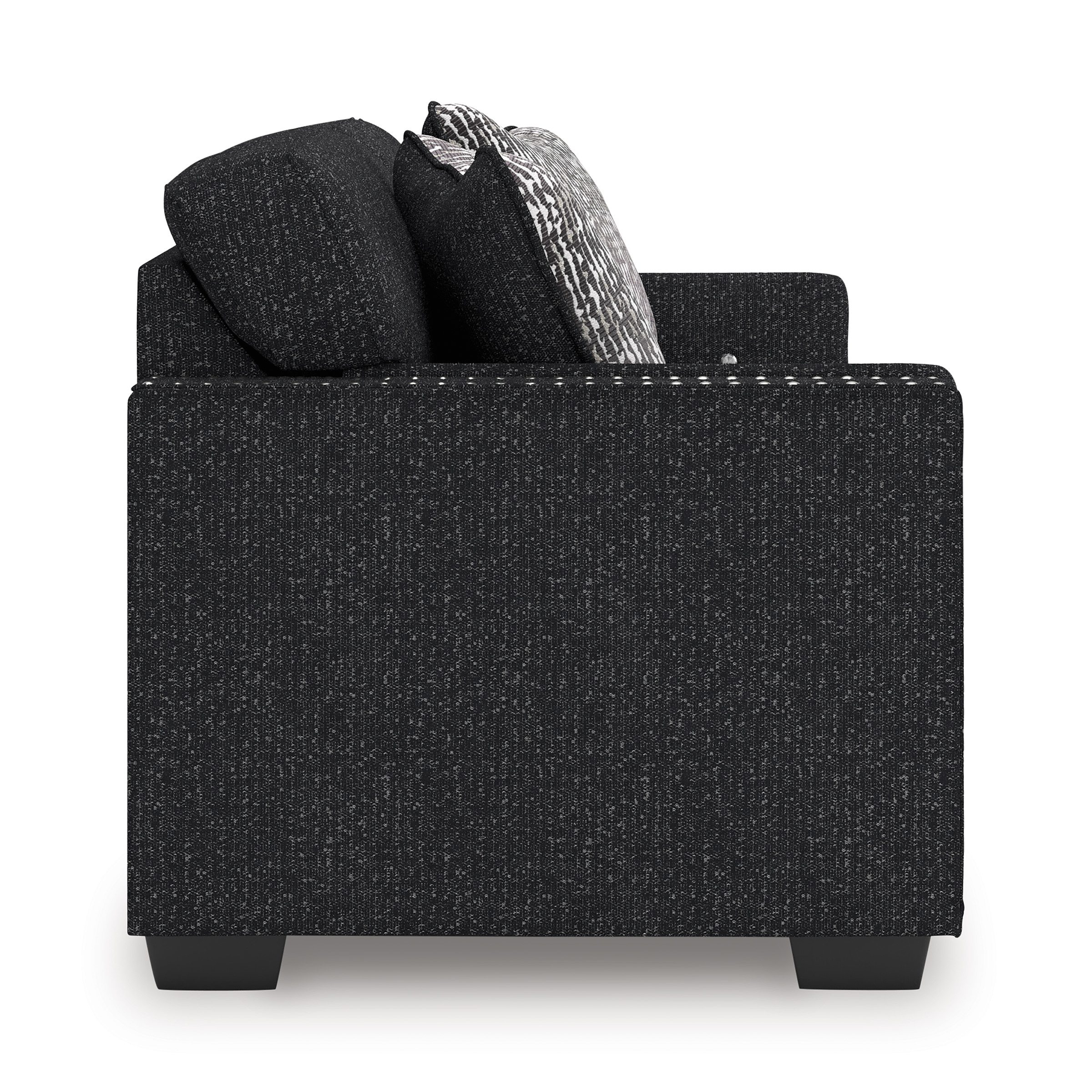 Jasmine Peaks Modern Sofa | Coal Fabric with LED Lighting & Nailhead Trim