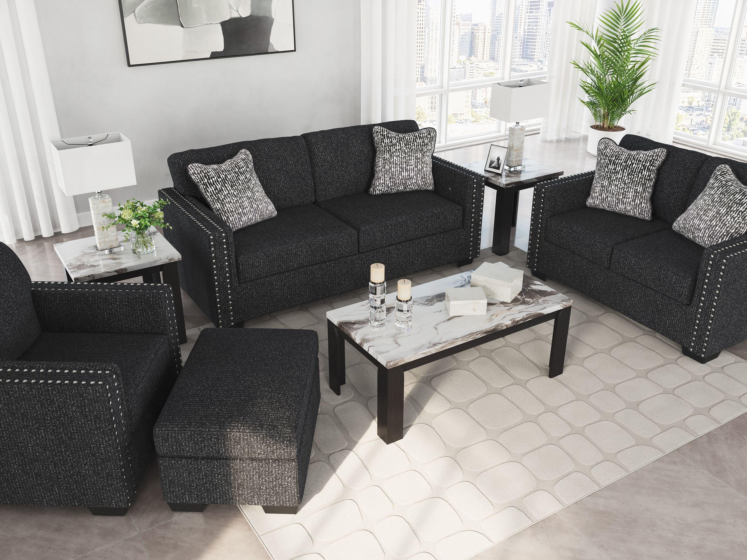 Jasmine Peaks Polyester Living Room Set