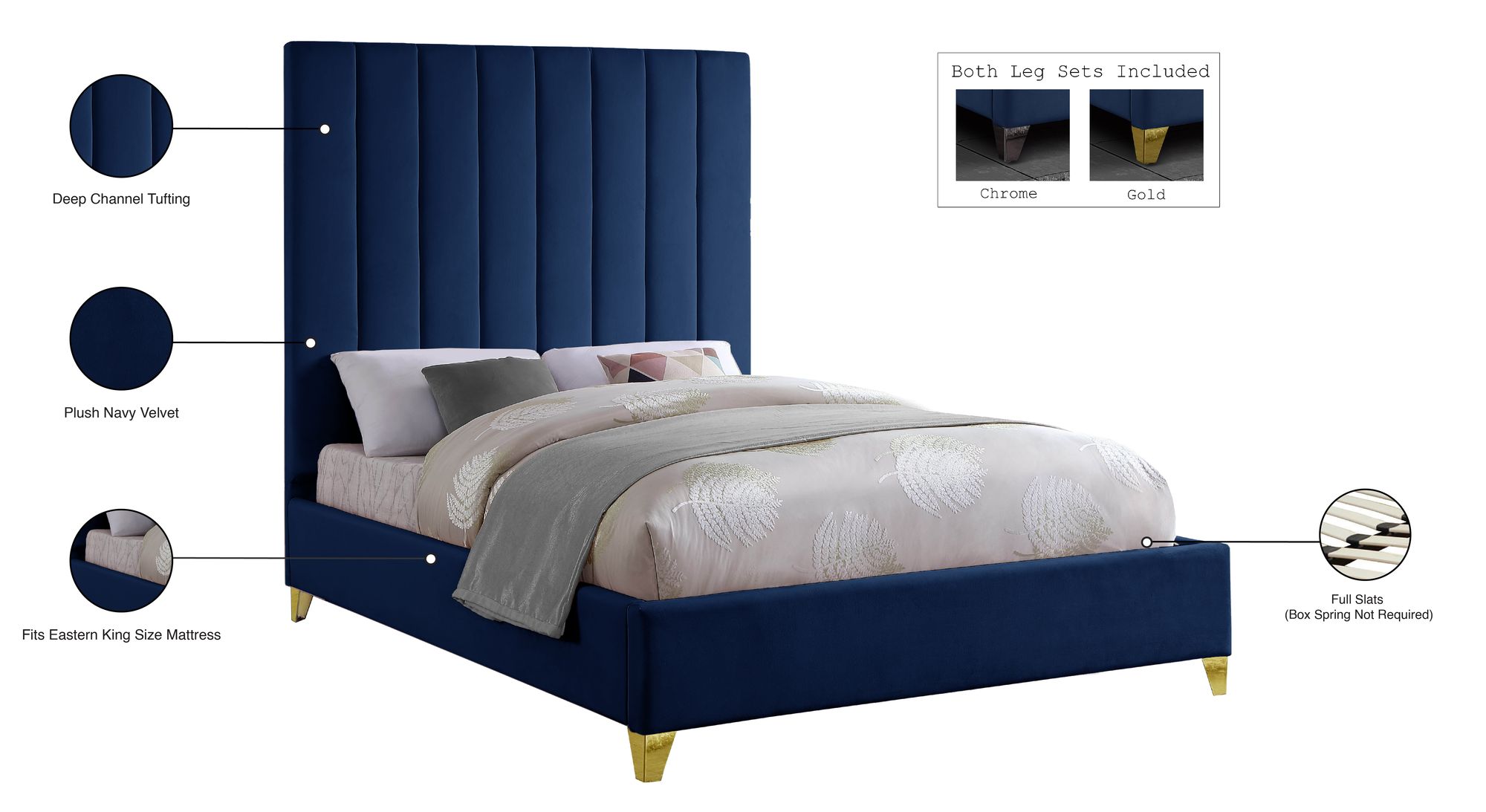 Via Velvet King Size Bed