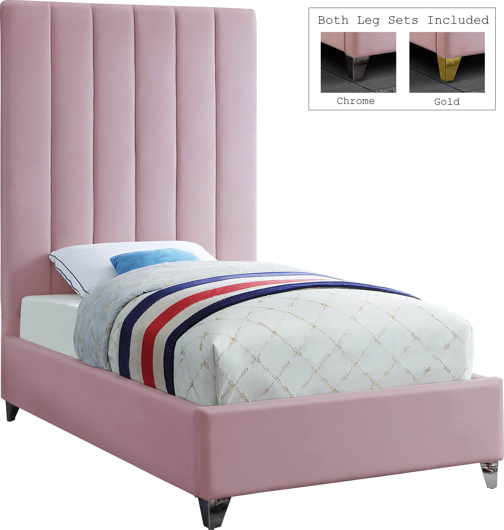 Via Velvet Twin Size Bed
