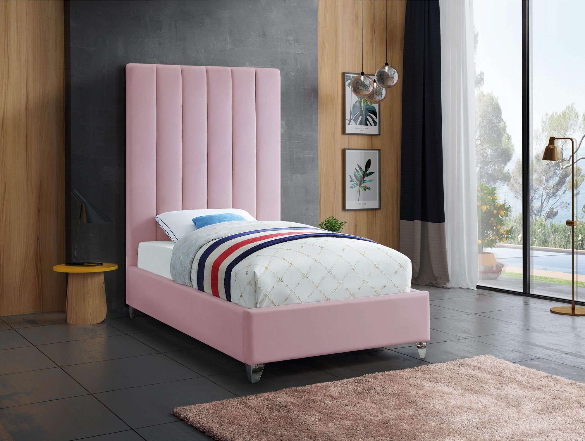 Via Velvet Twin Size Bed