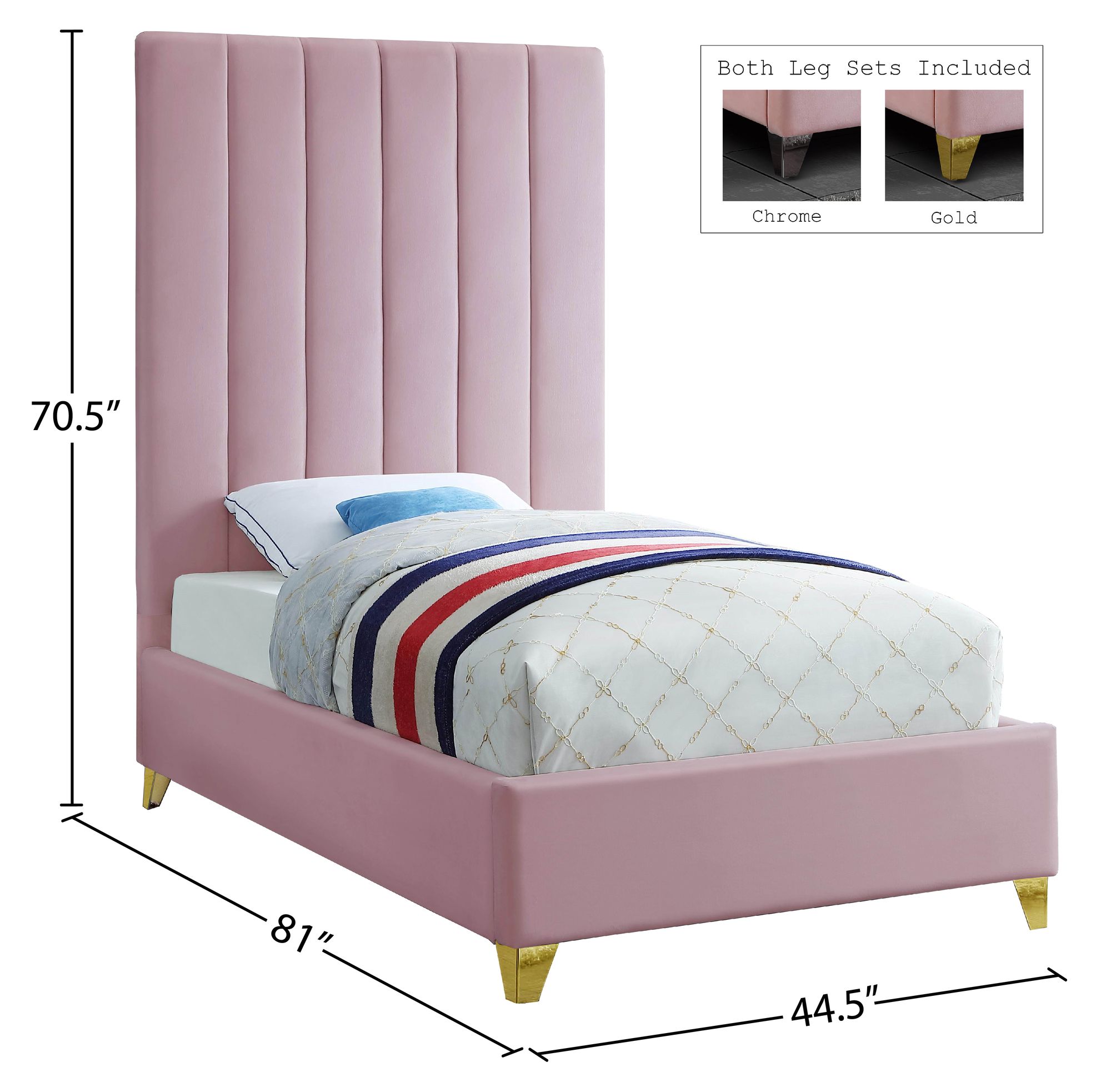 Via Velvet Twin Size Bed