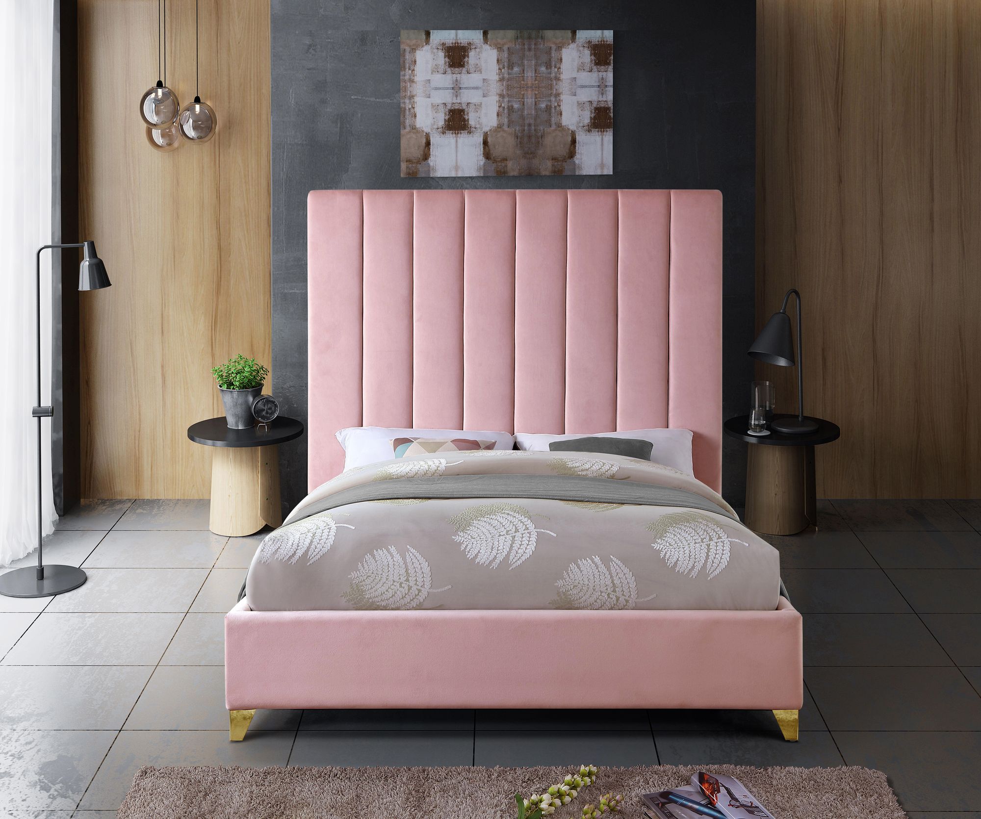 Via Velvet Queen Size Bed