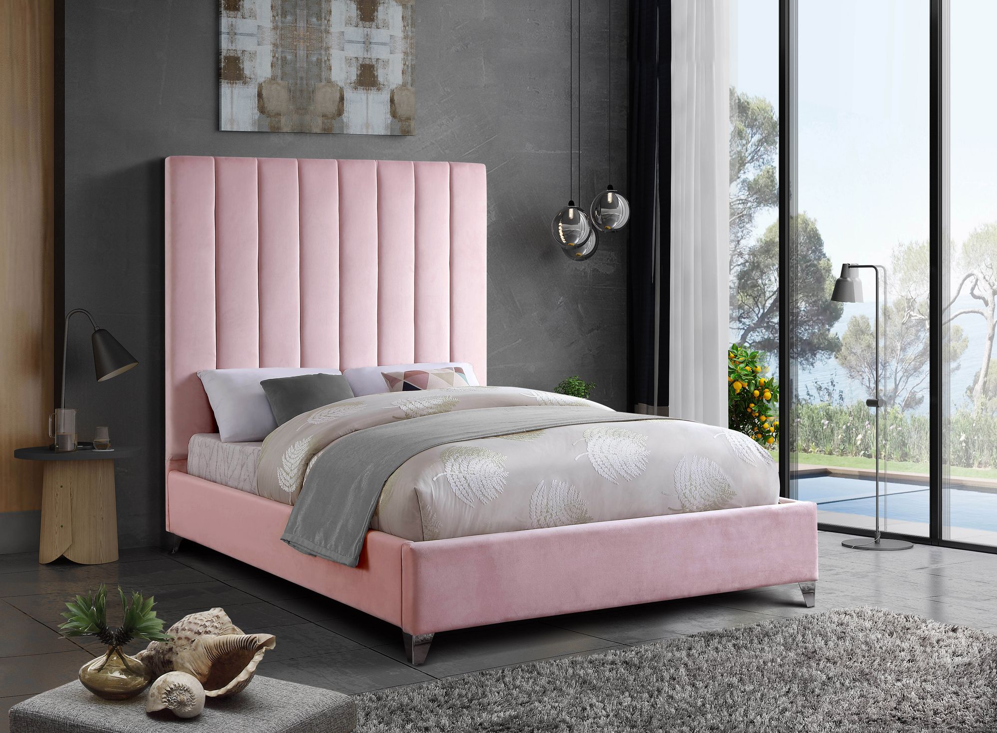 Via Velvet King Size Bed
