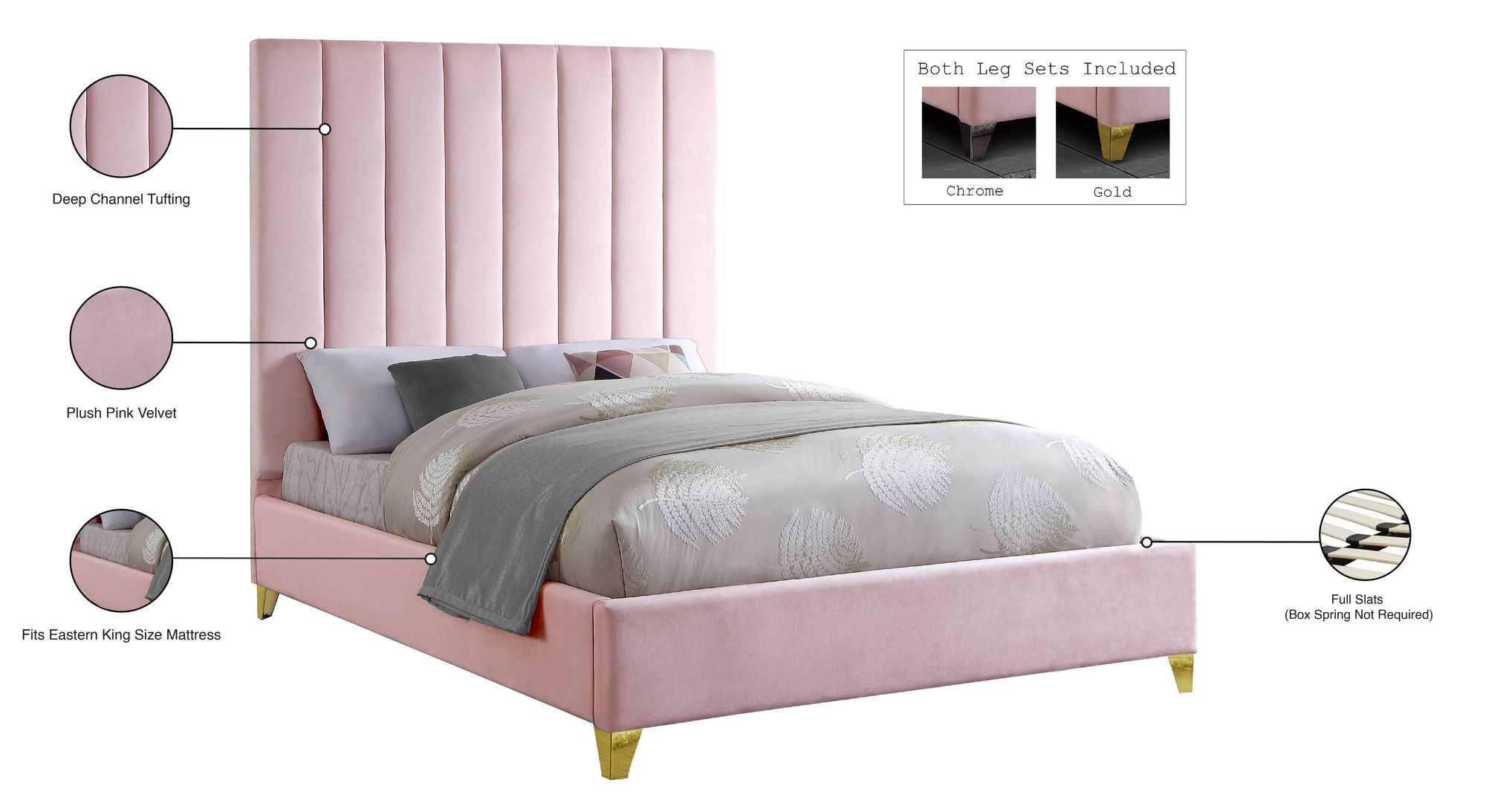 Via Velvet King Size Bed