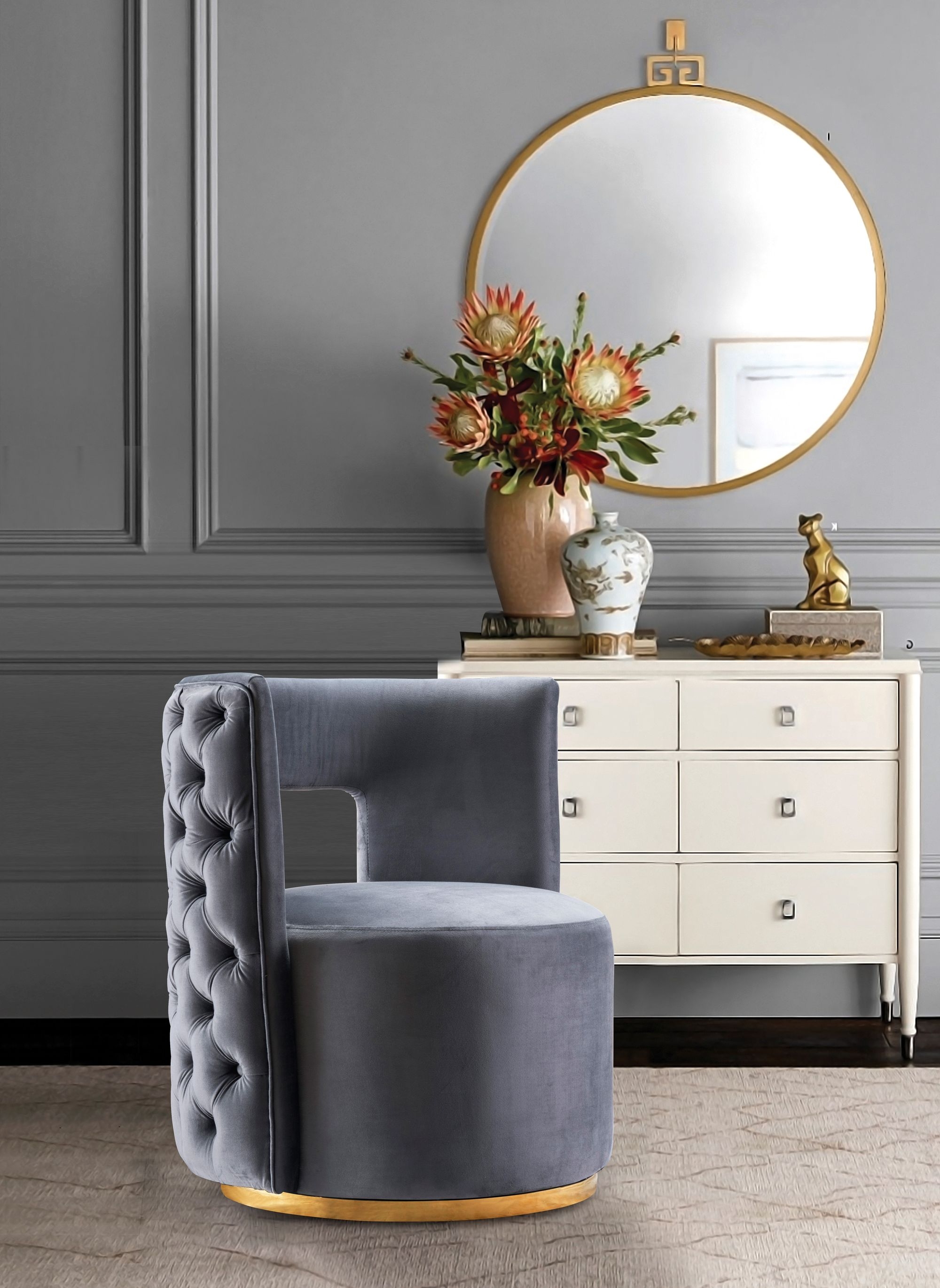 Theo Velvet Accent Chair