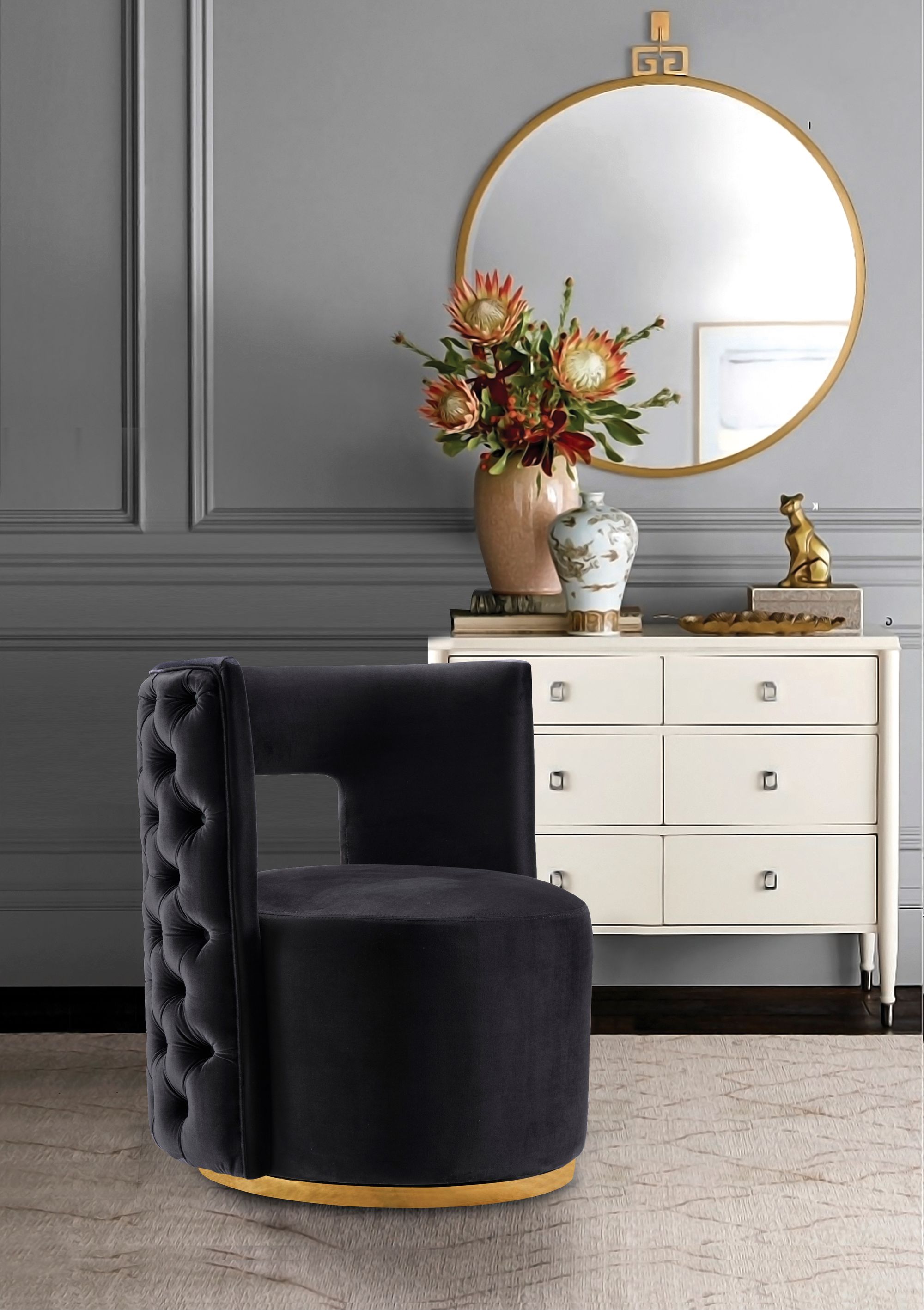 Theo Velvet Accent Chair