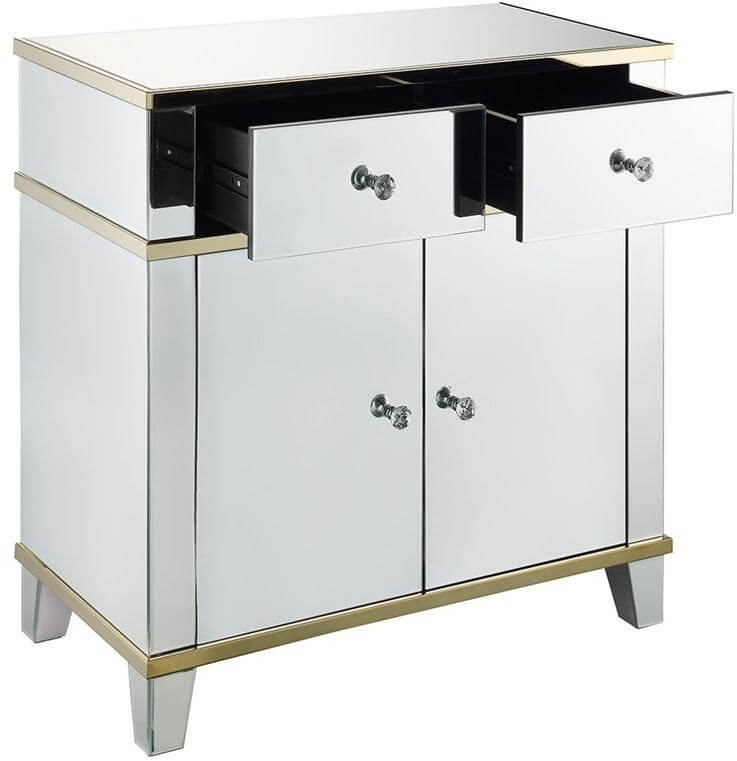 Osma 97432 Mirrored/Gold Cabinet/Console Table