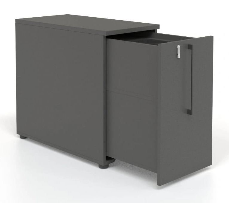 Boxi D32.3" Office Lockable Storage Tower w/2 Shelves & Pencil Tray, Left Hand