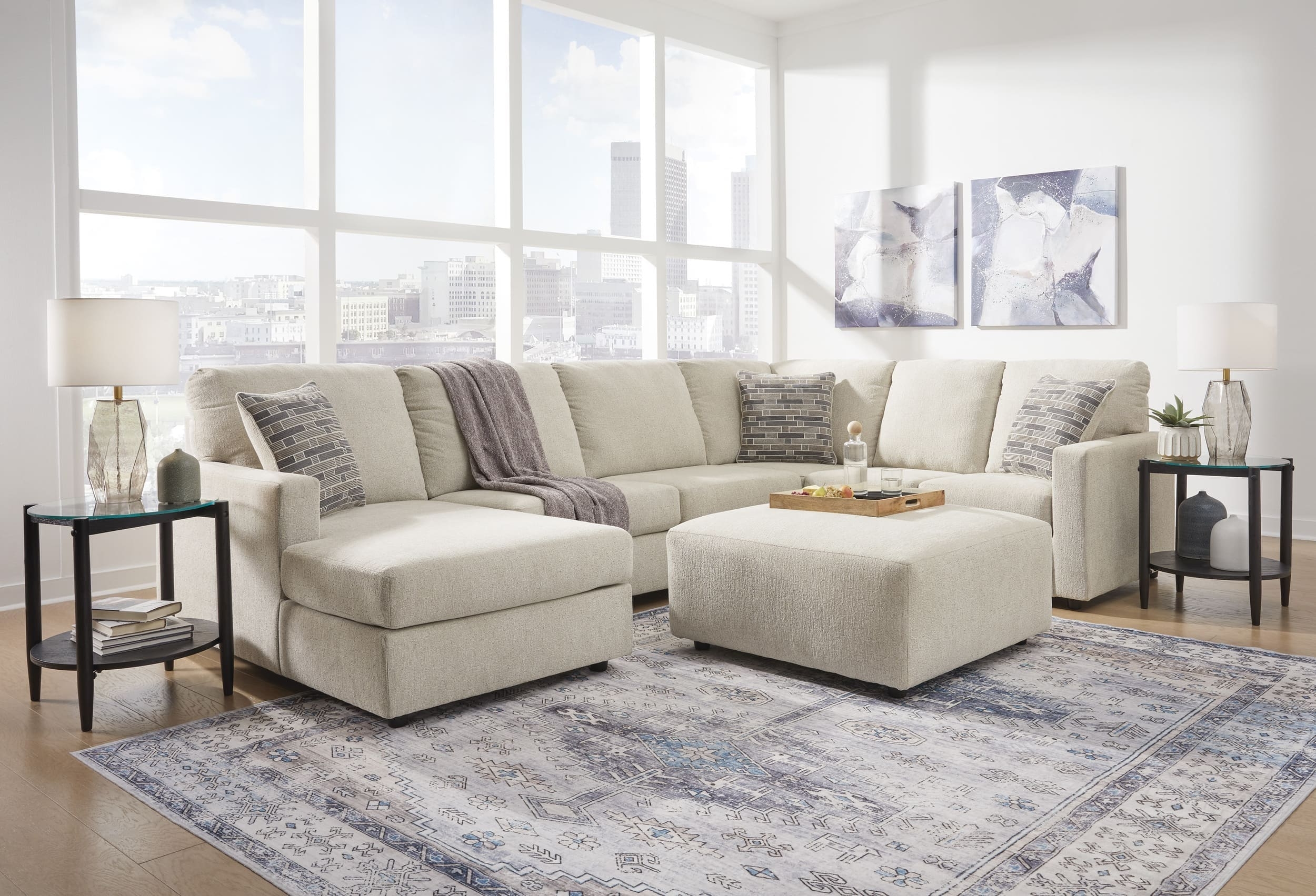 Edenfield 3-Piece Polyester U-Shaped Sectional Sofa w/Left Arm Chaise Facing