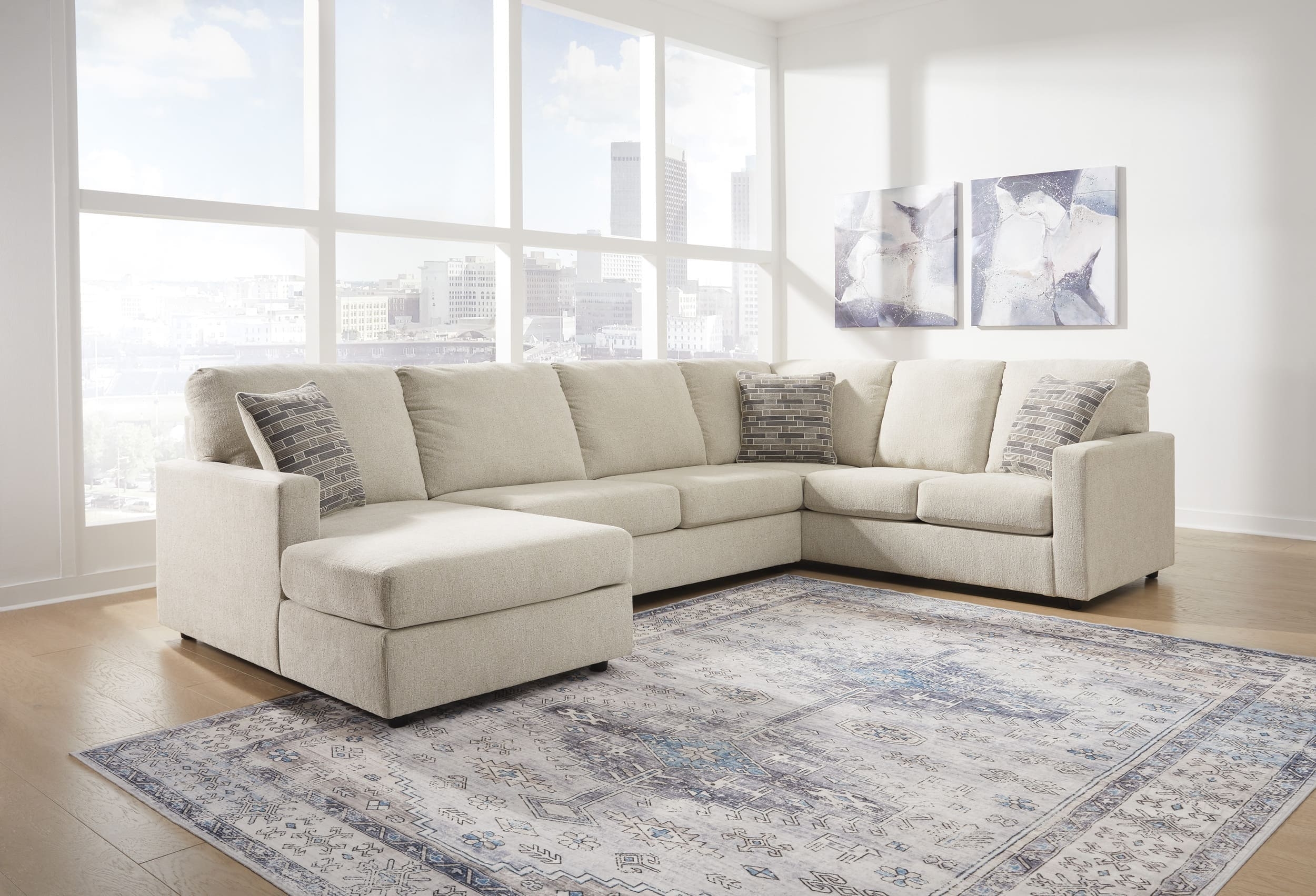 Edenfield 3-Piece Polyester U-Shaped Sectional Sofa w/Left Arm Chaise Facing