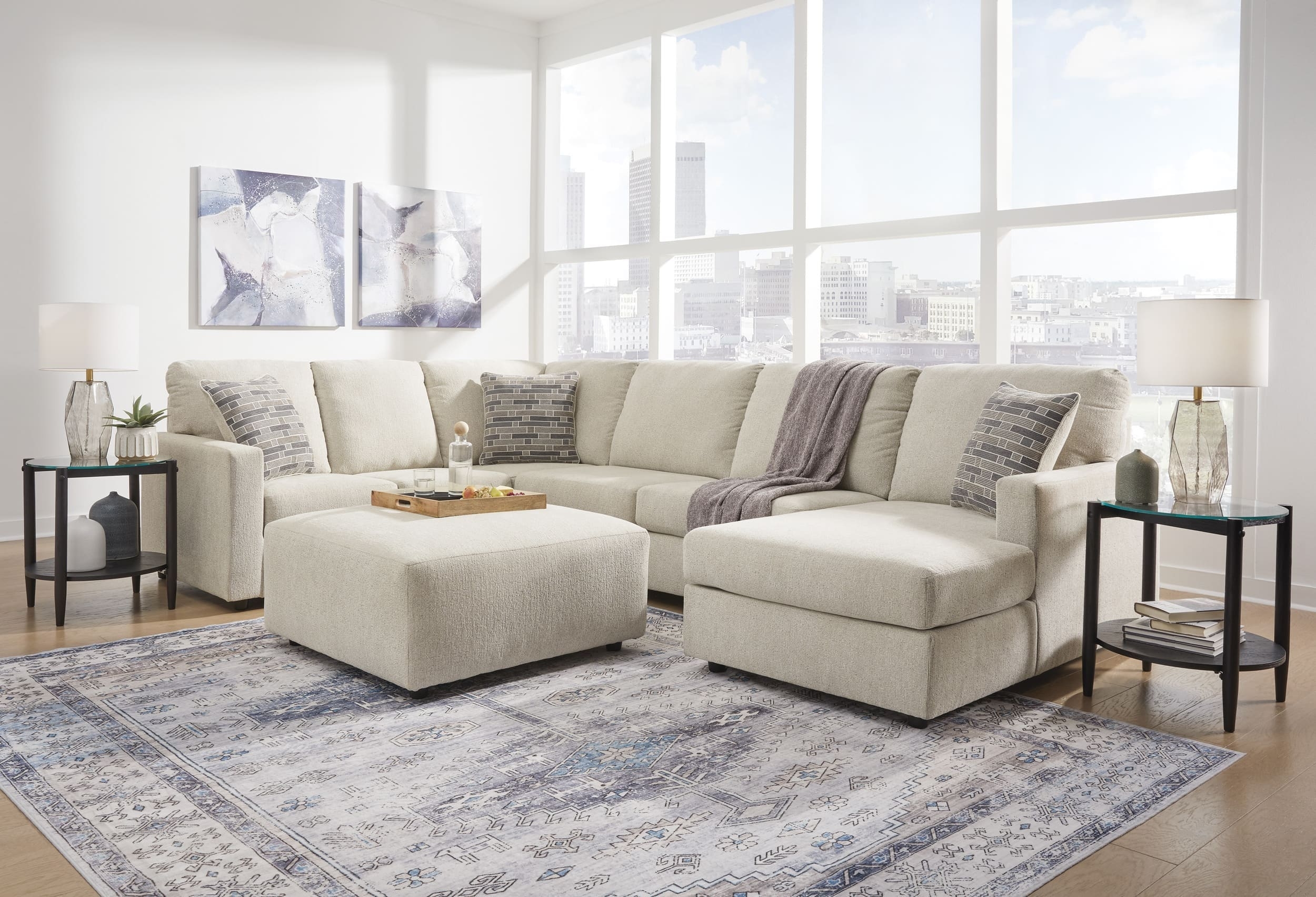 Edenfield 3-Piece Polyester U-Shaped Sectional Sofa w/Right Arm Chaise Facing