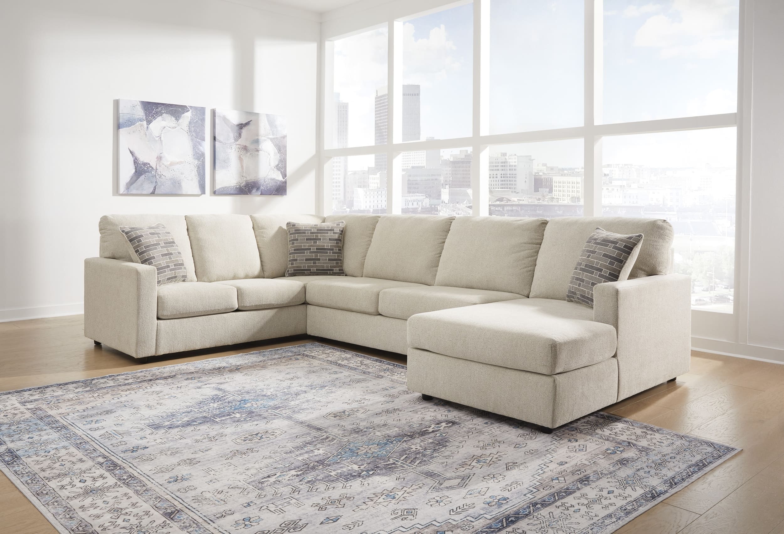 Edenfield 3-Piece Polyester U-Shaped Sectional Sofa w/Right Arm Chaise Facing