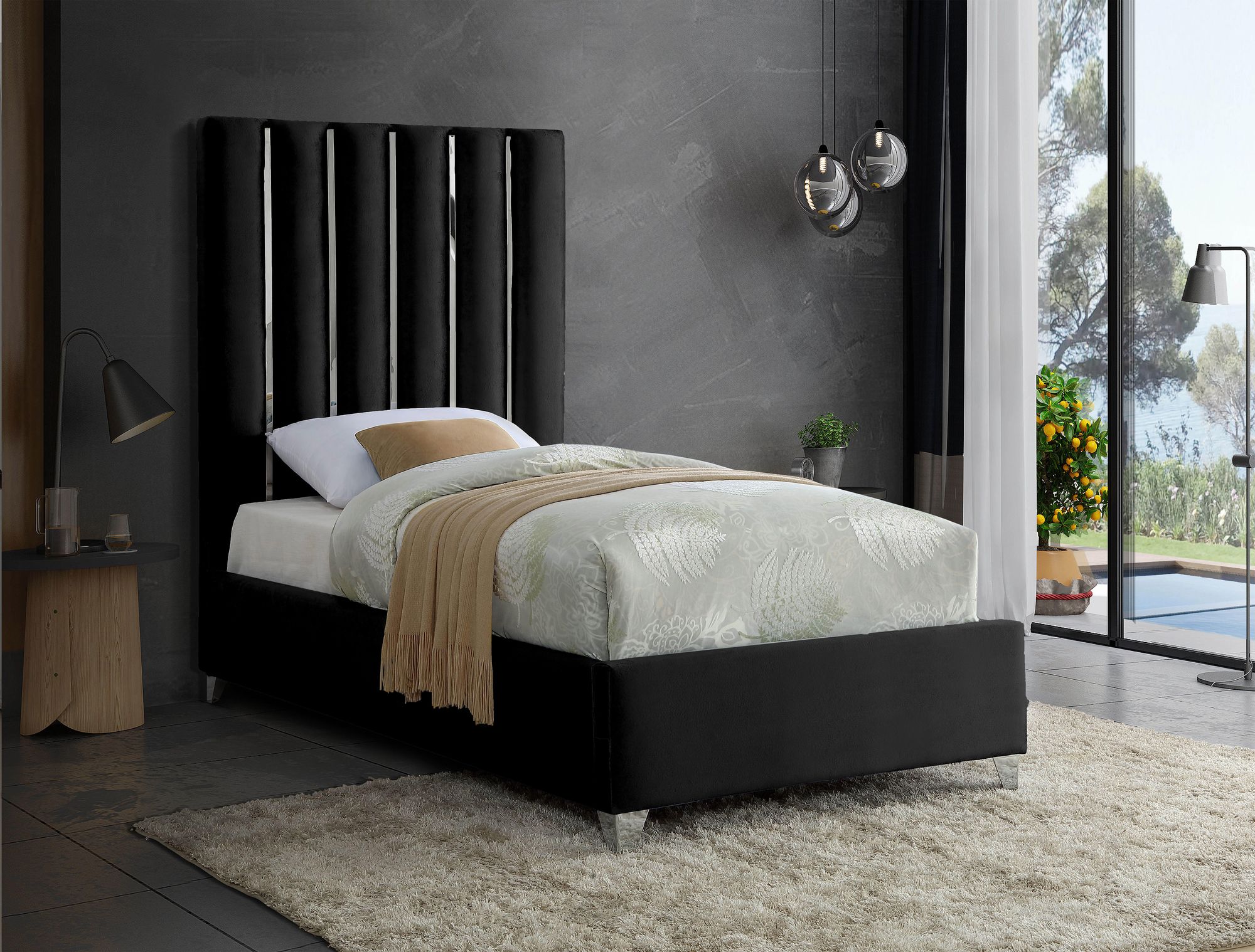 Enzo Velvet Twin Size Bed