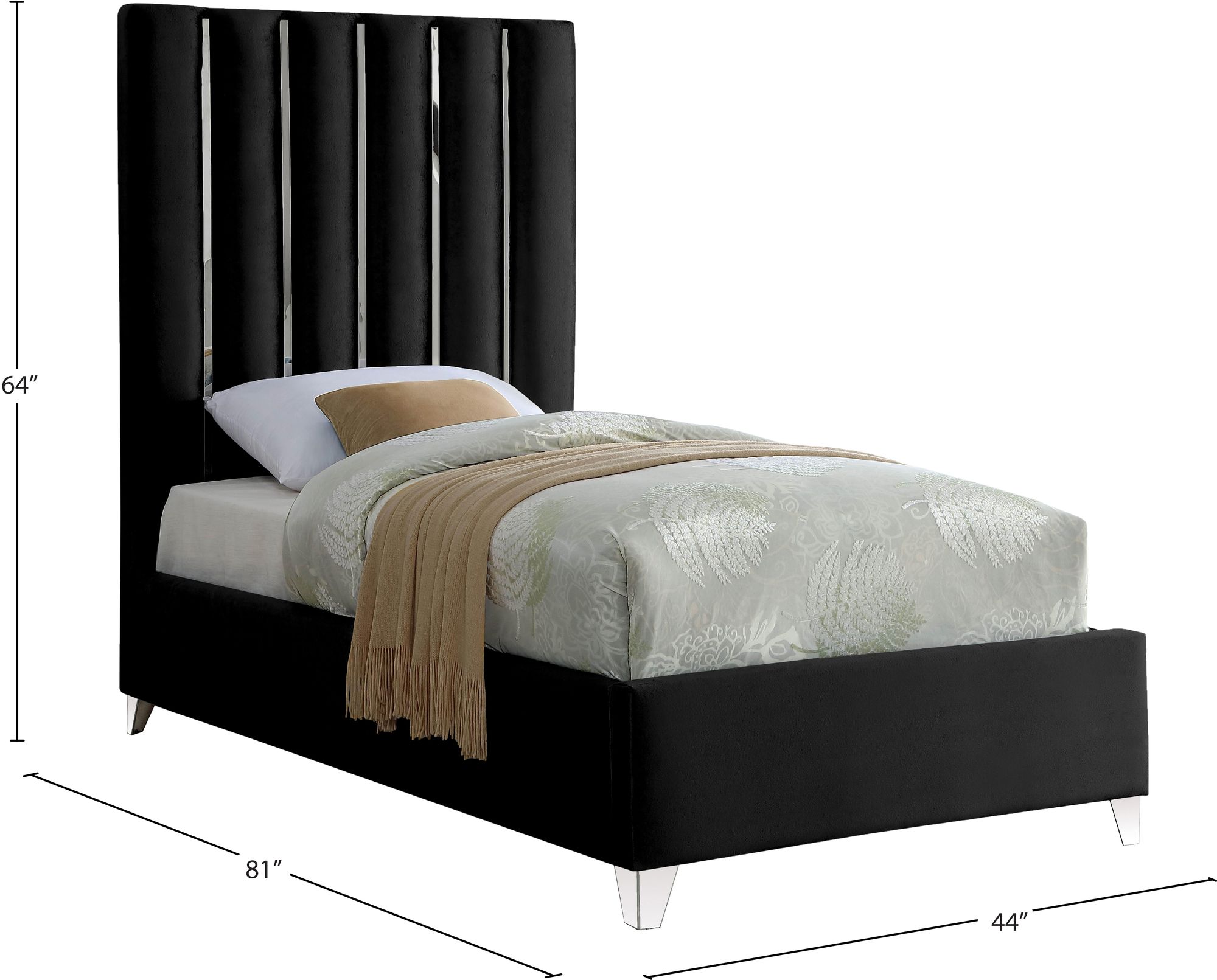 Enzo Velvet Twin Size Bed