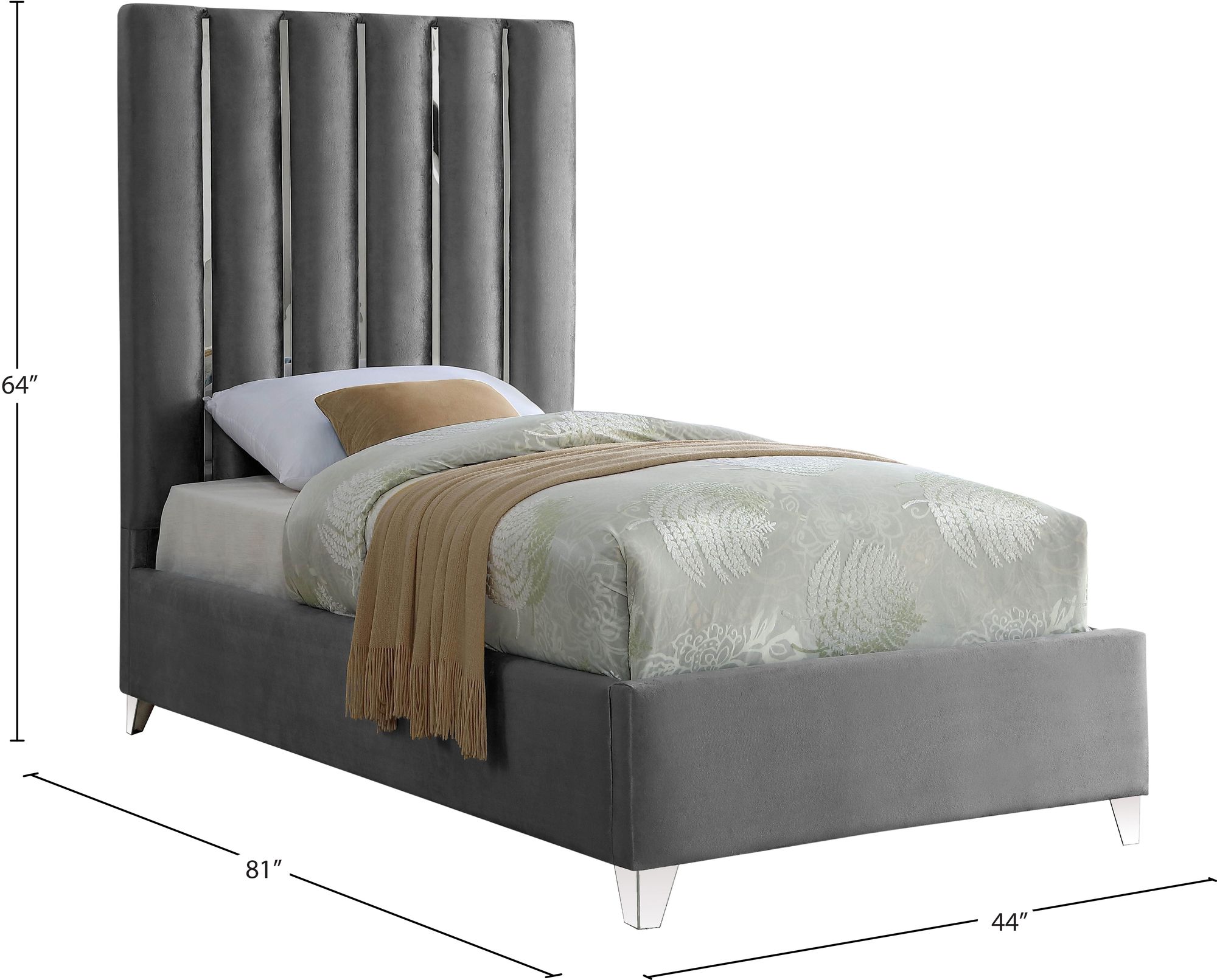 Enzo Velvet Twin Size Bed