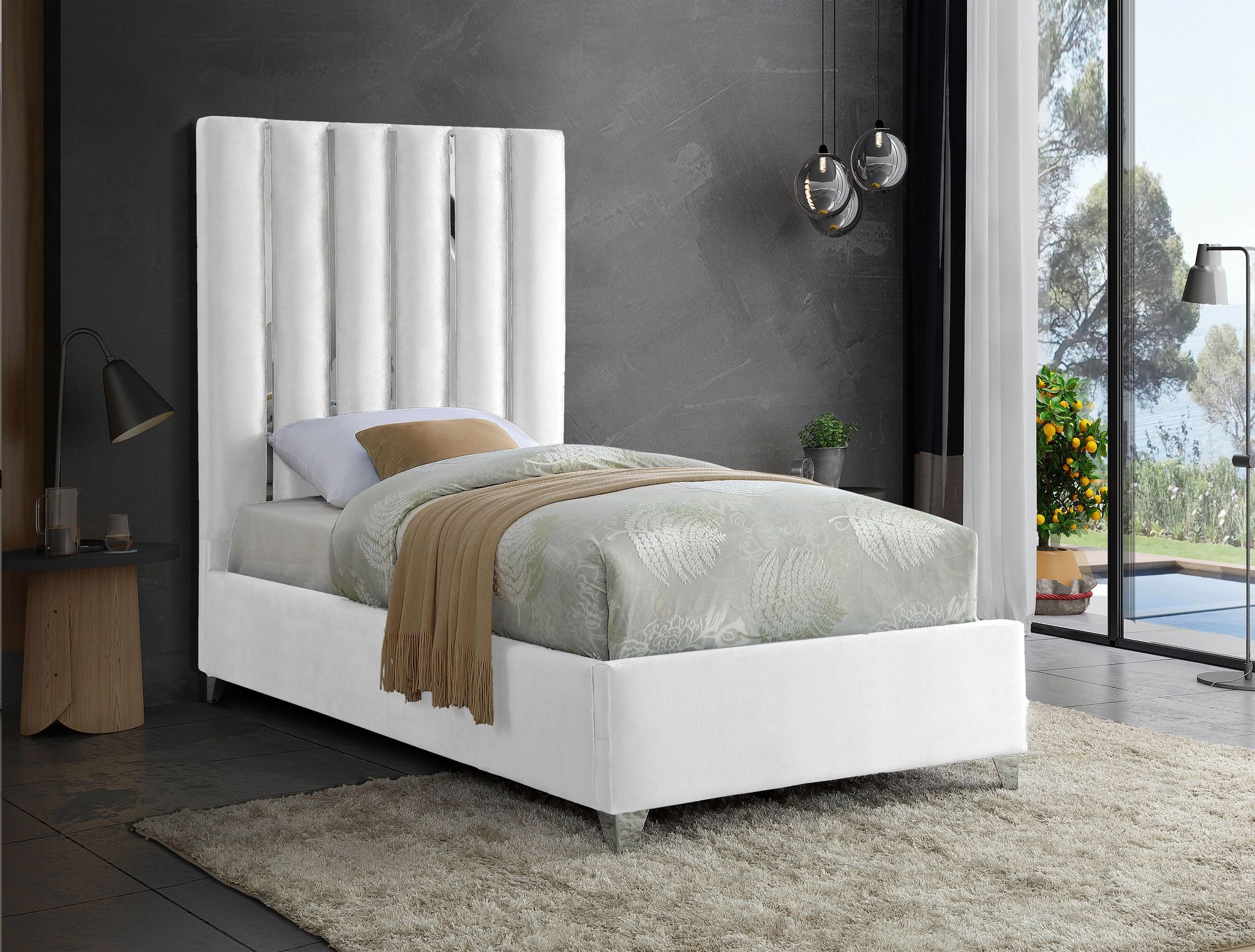 Enzo Velvet Twin Size Bed