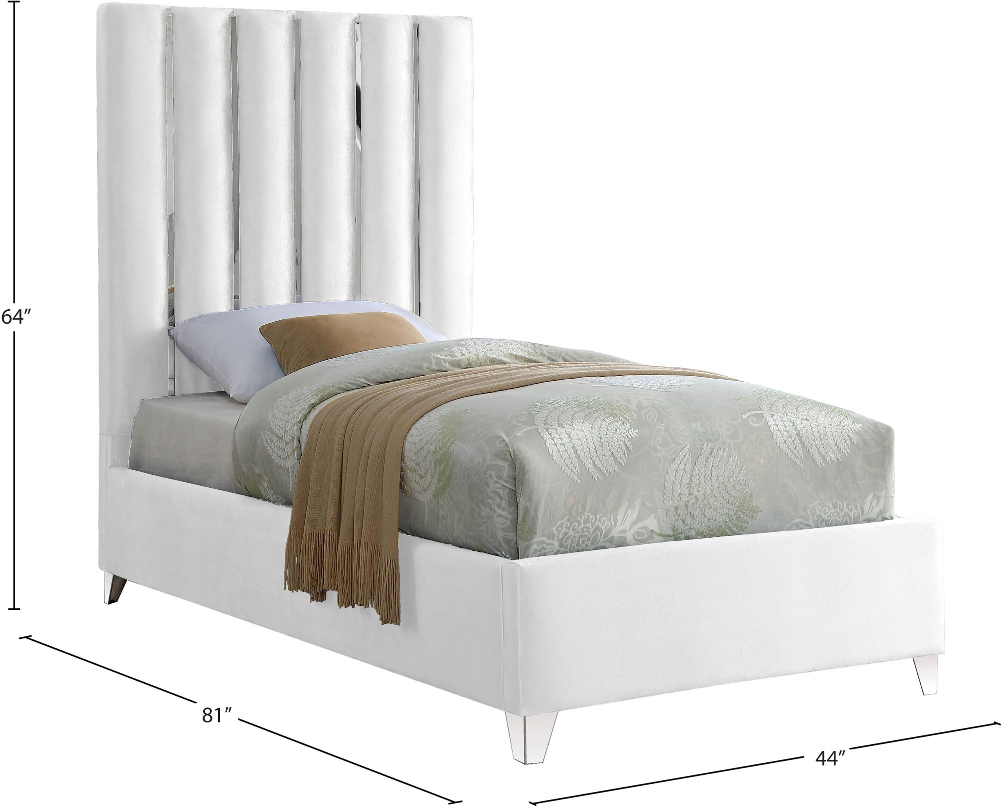 Enzo Velvet Twin Size Bed