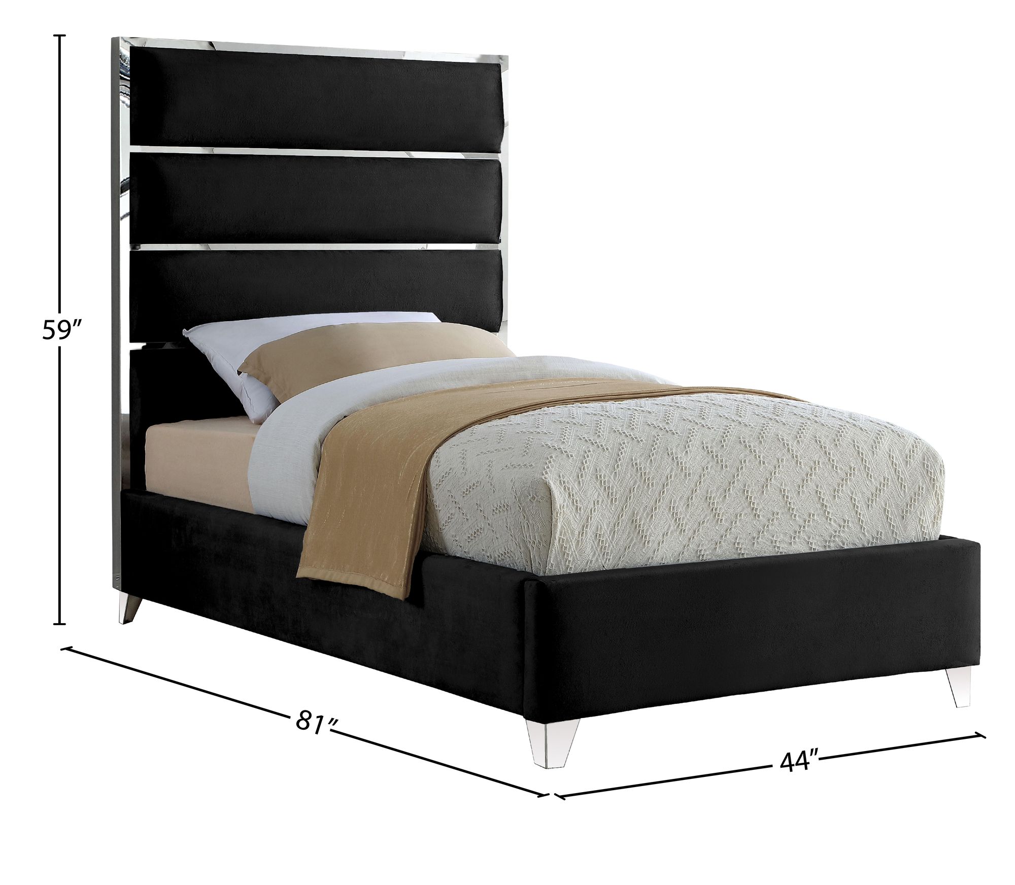 Zuma Velvet Twin Size Bed