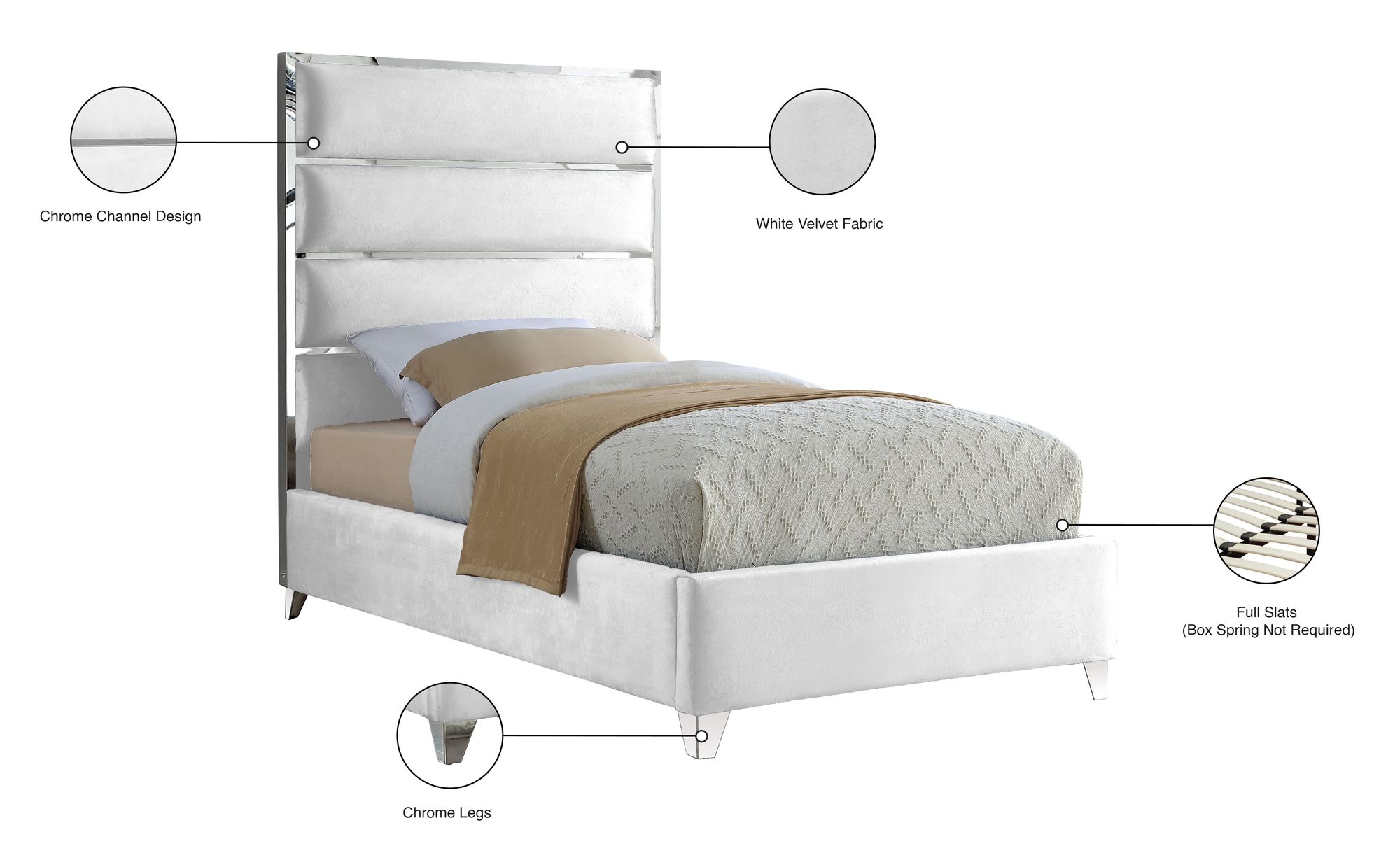 Zuma Velvet Twin Size Bed