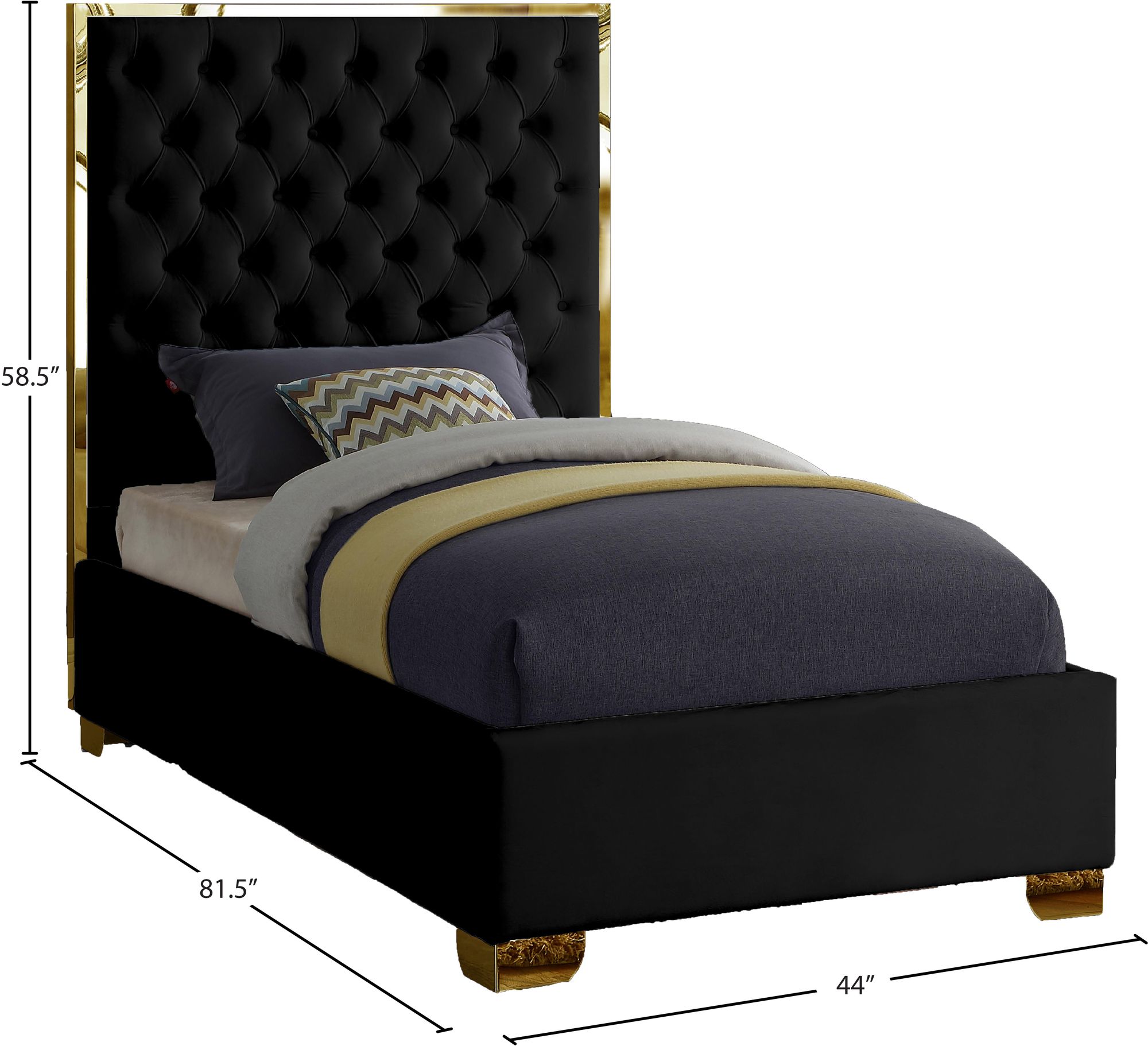 Lana Velvet Twin Size Bed