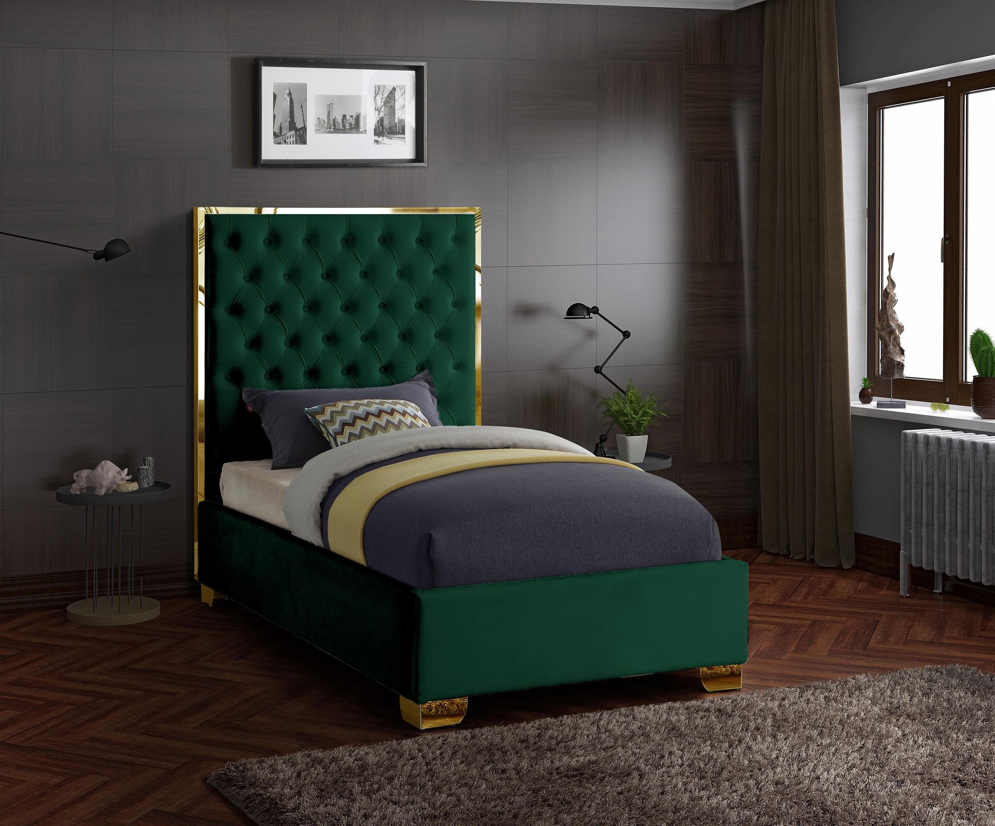 Lana Velvet Twin Size Bed