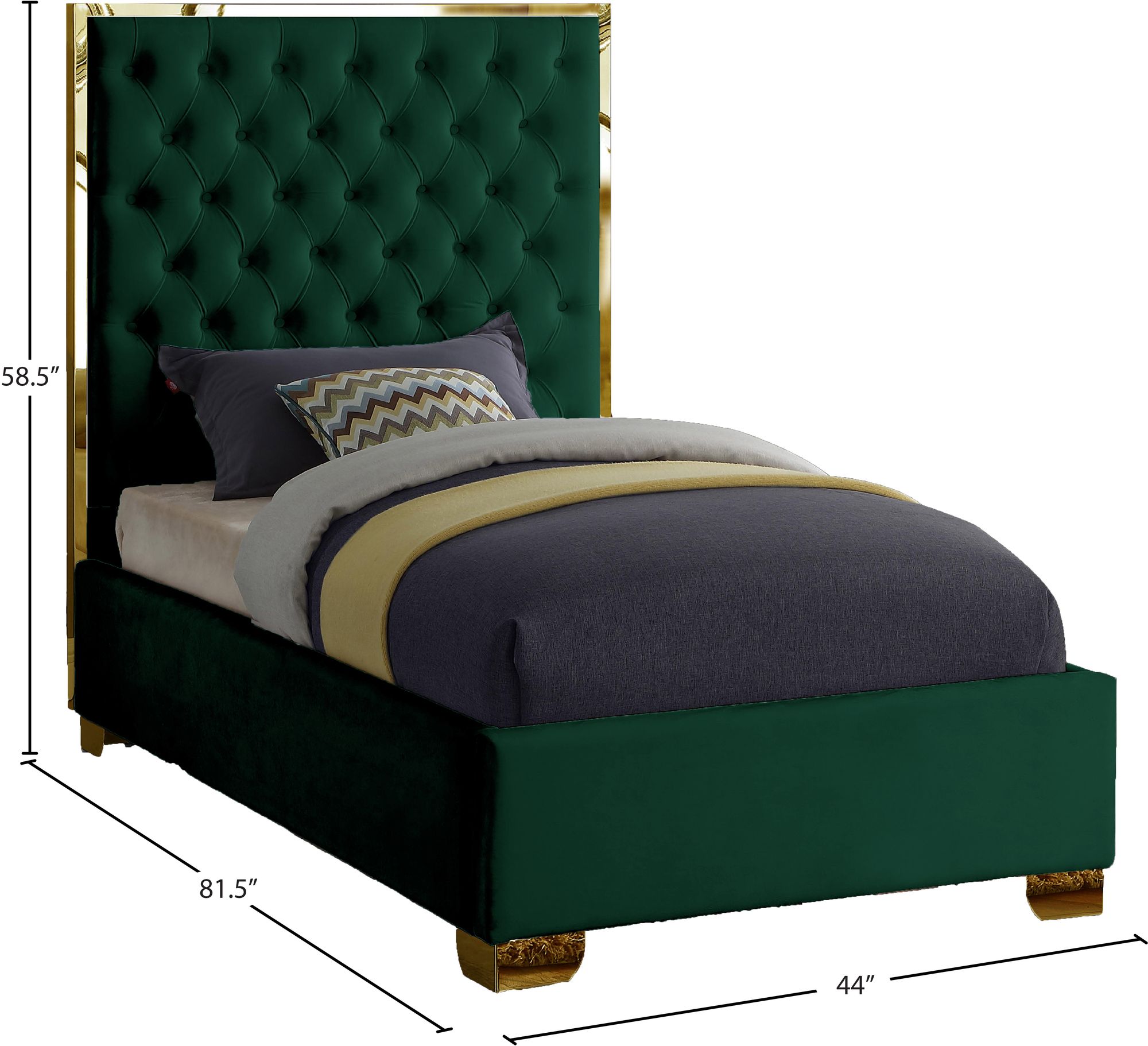 Lana Velvet Twin Size Bed