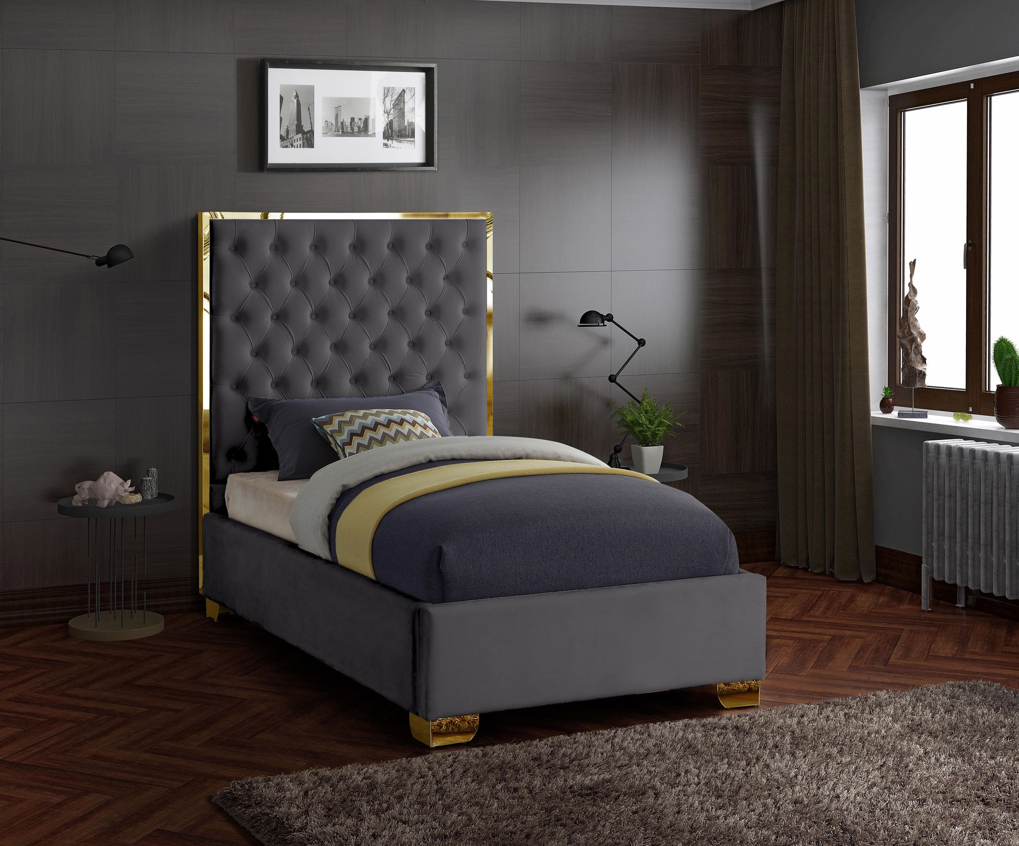 Lana Velvet Twin Size Bed