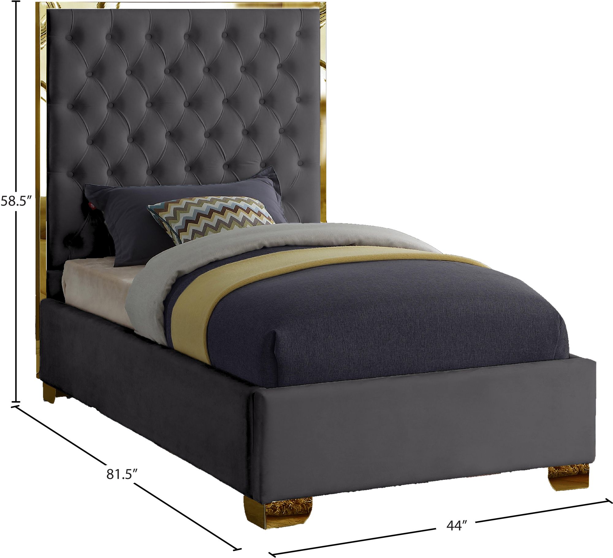 Lana Velvet Twin Size Bed