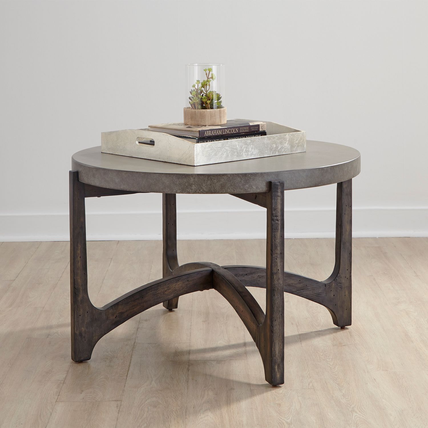 Cascade Concrete Composite Top Round Cocktail Table