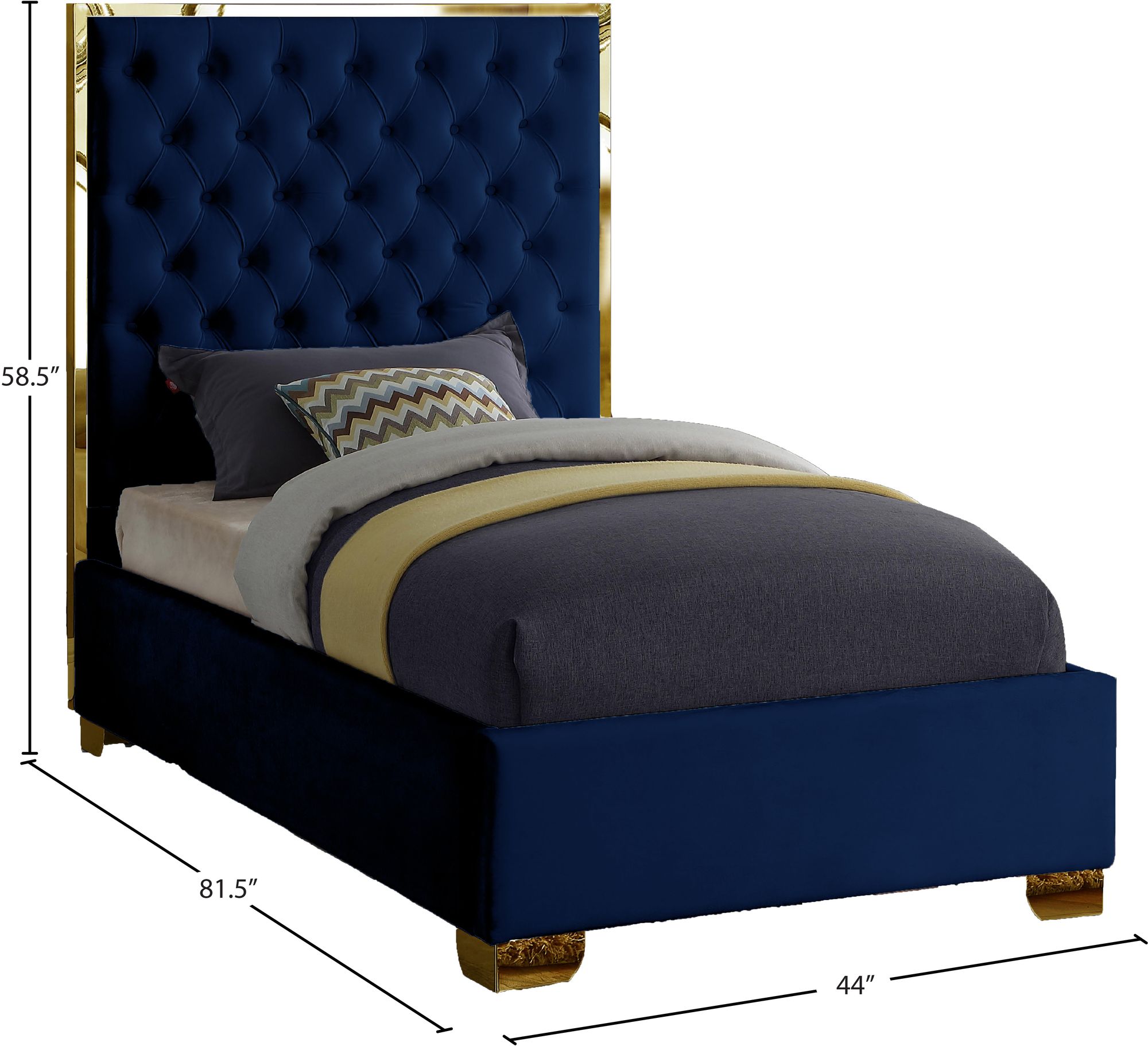 Lana Velvet Twin Size Bed