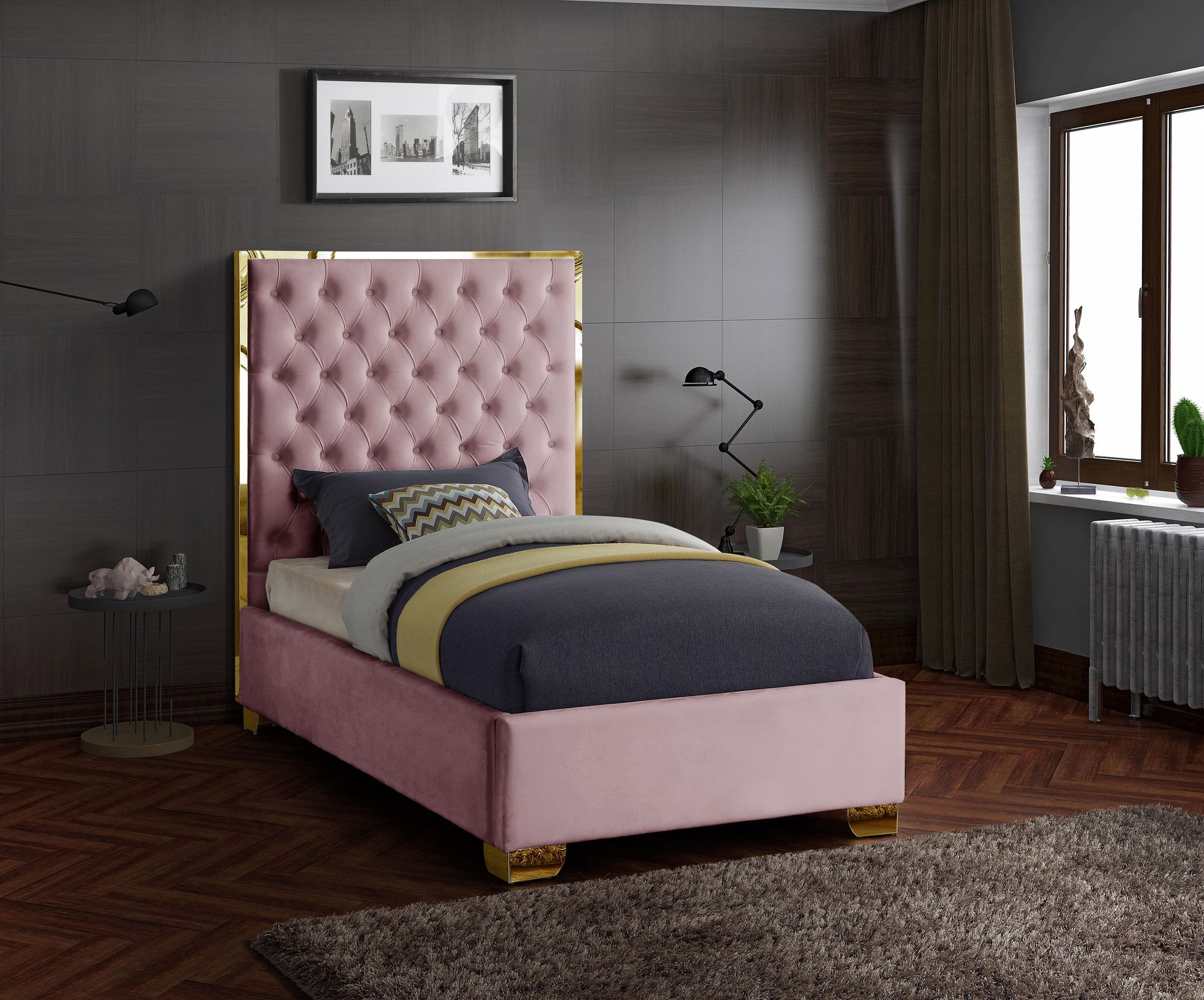 Lana Velvet Twin Size Bed