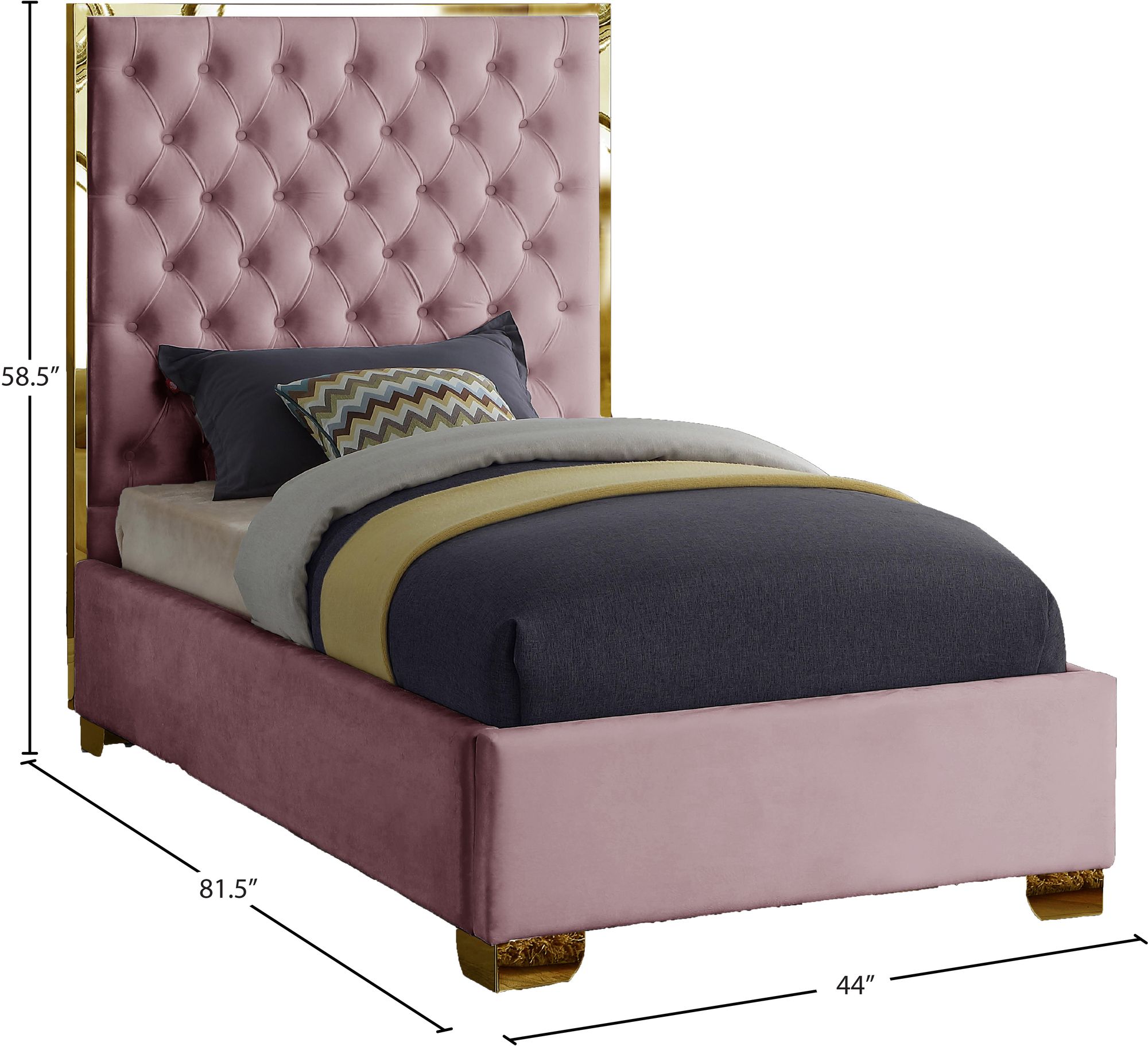 Lana Velvet Twin Size Bed