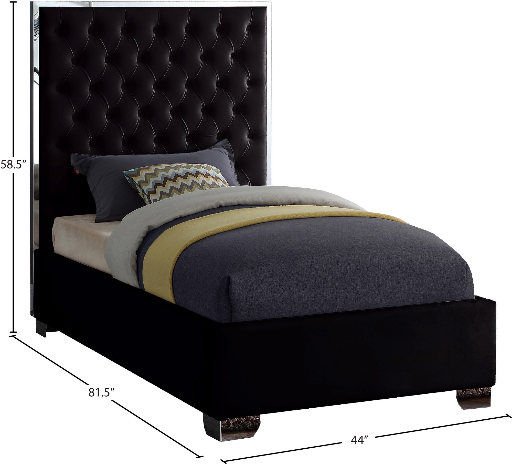 Lexi Velvet Twin Size Bed