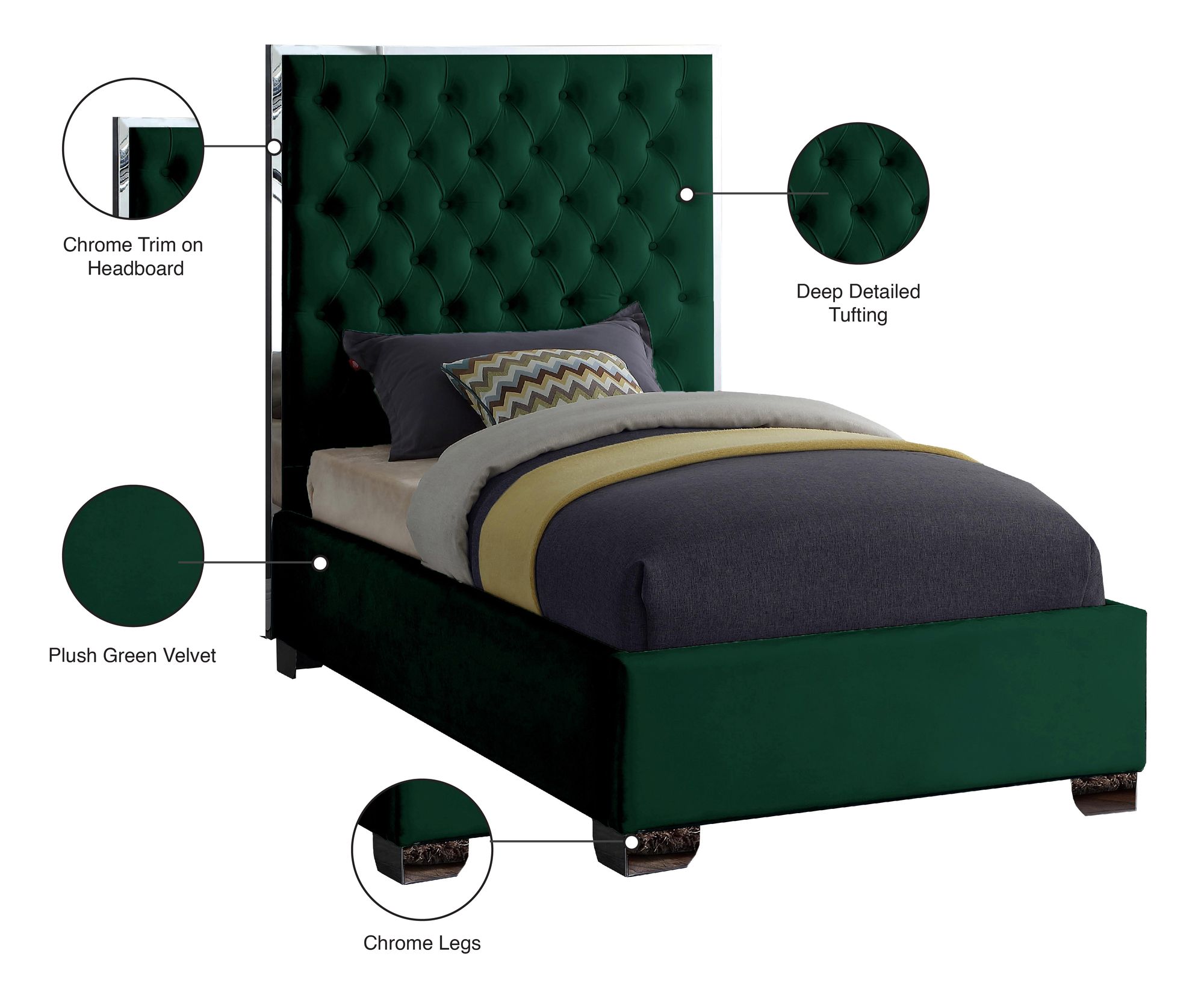 Lexi Velvet Twin Size Bed