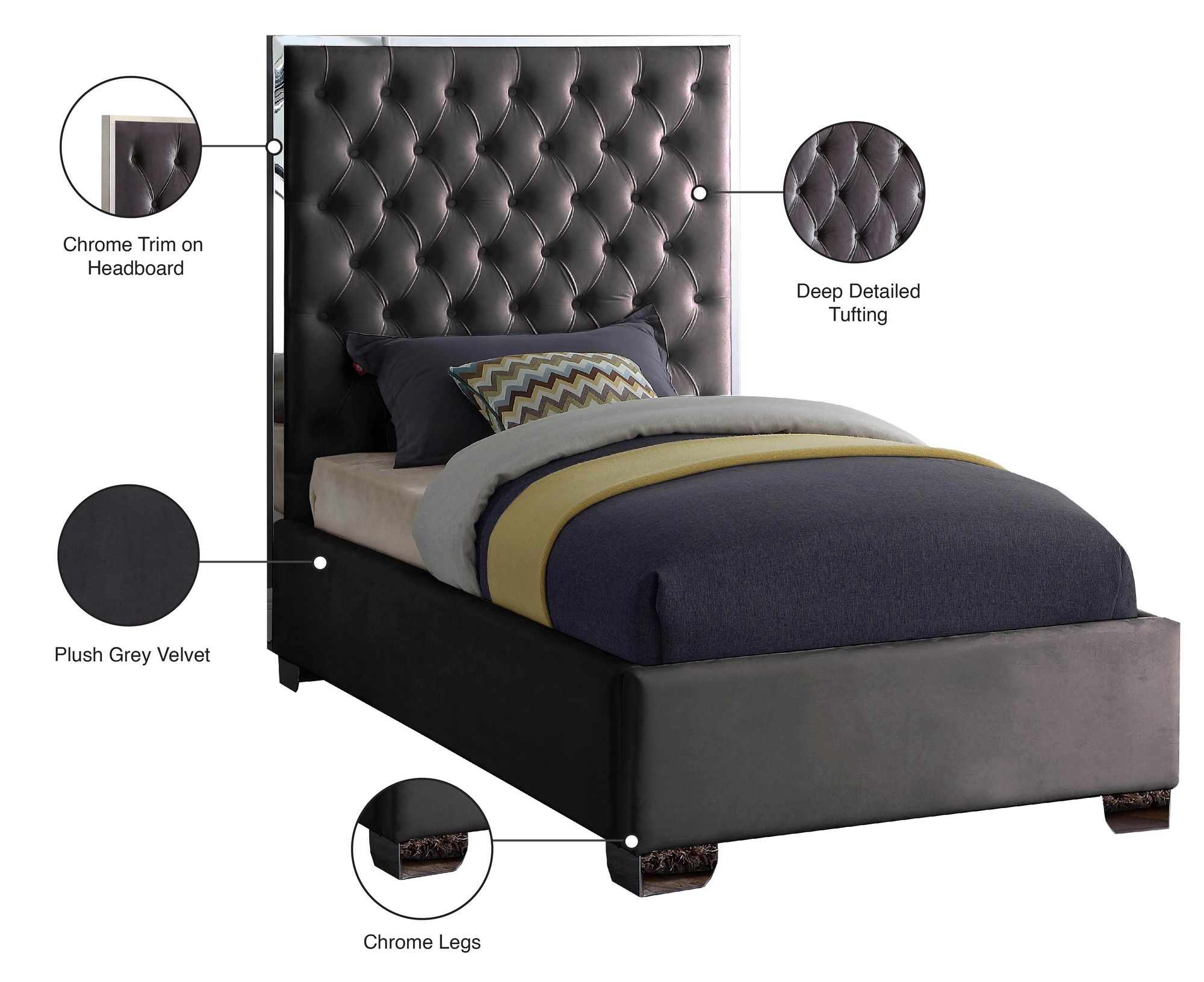 Lexi Velvet Twin Size Bed