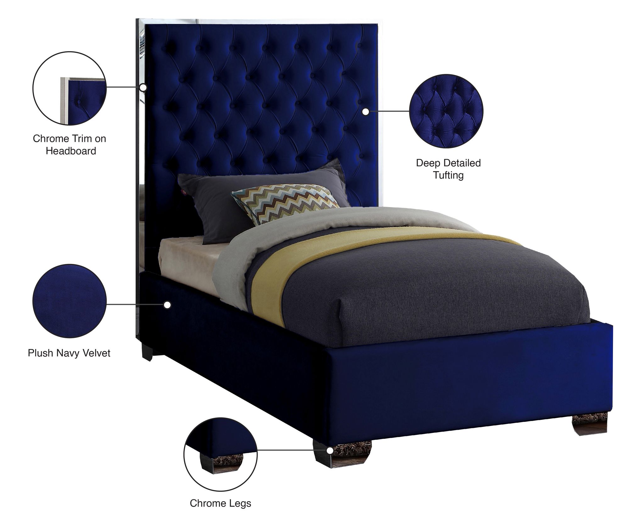 Lexi Velvet Twin Size Bed