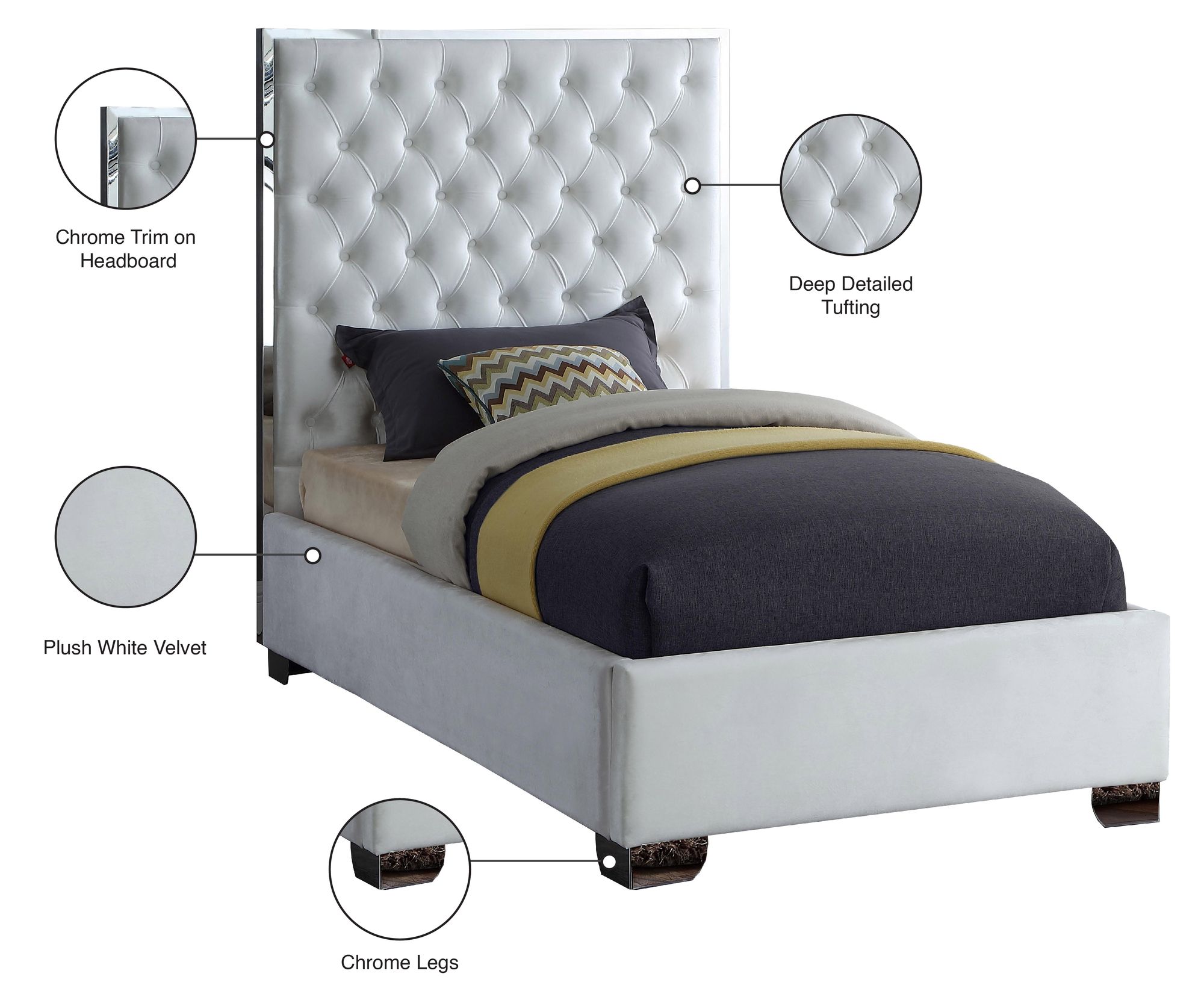 Lexi Velvet Twin Size Bed