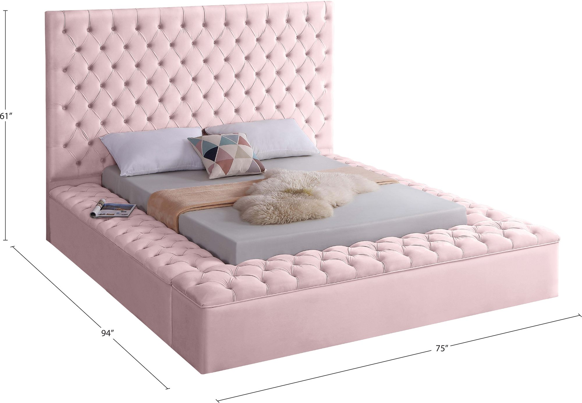 Bliss Velvet Full Size Bed
