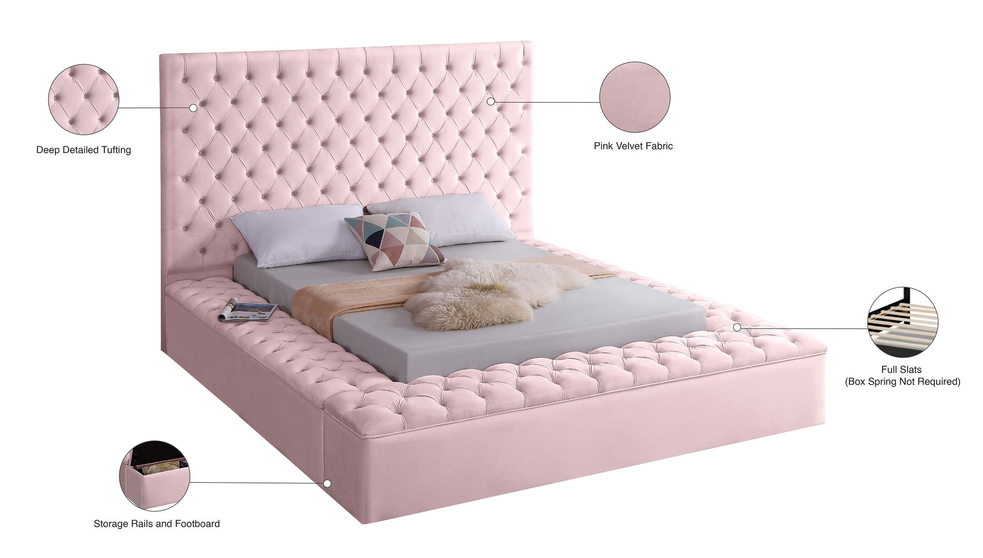 Bliss Velvet Full Size Bed