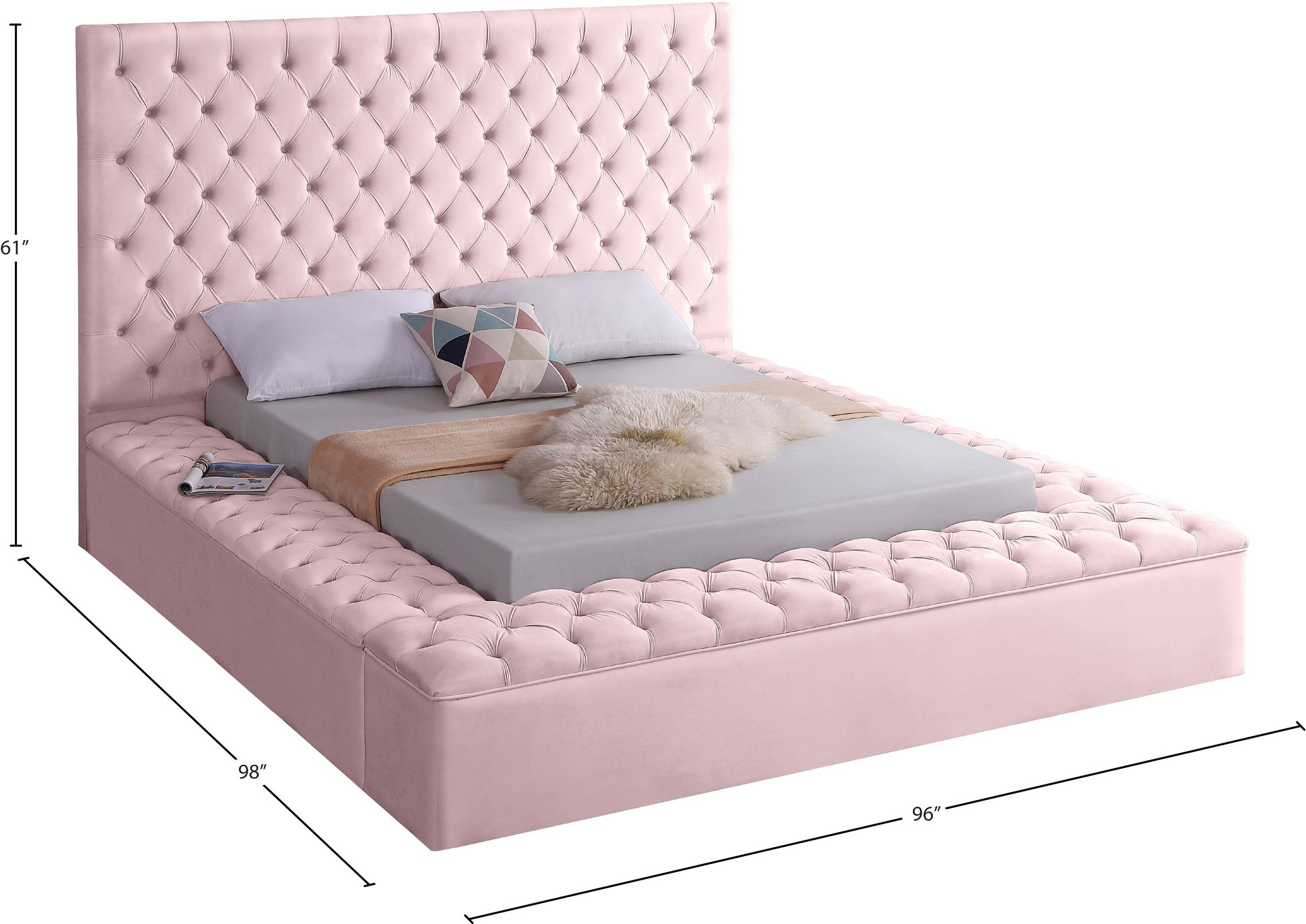 Bliss Velvet King Size Bed