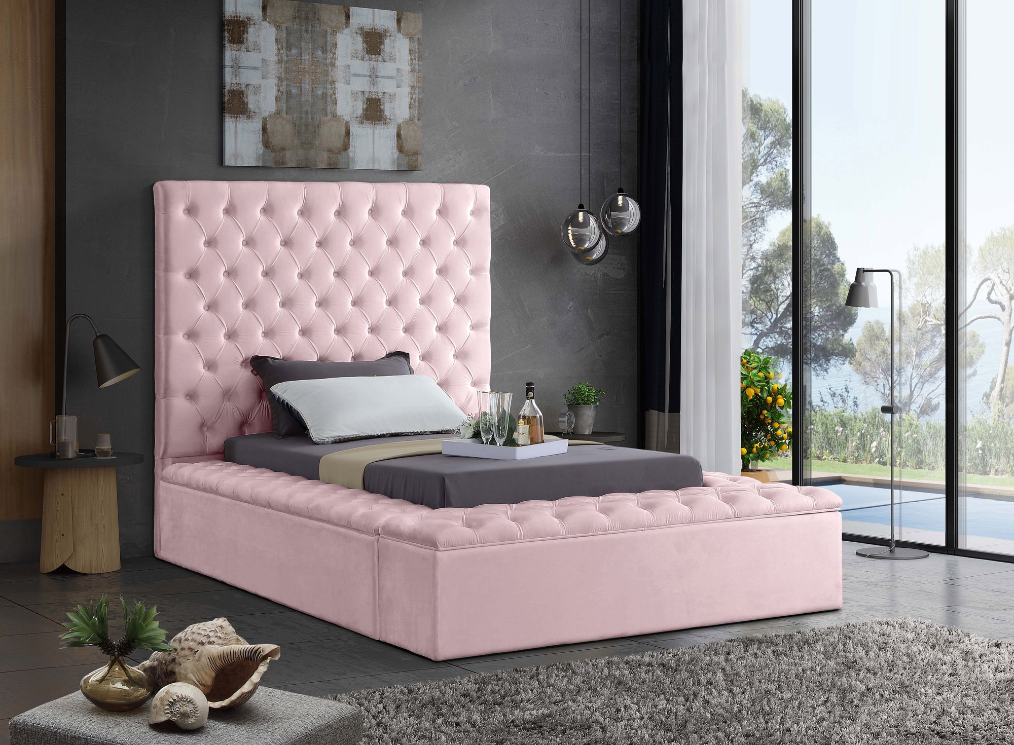Bliss Velvet Twin Size Bed