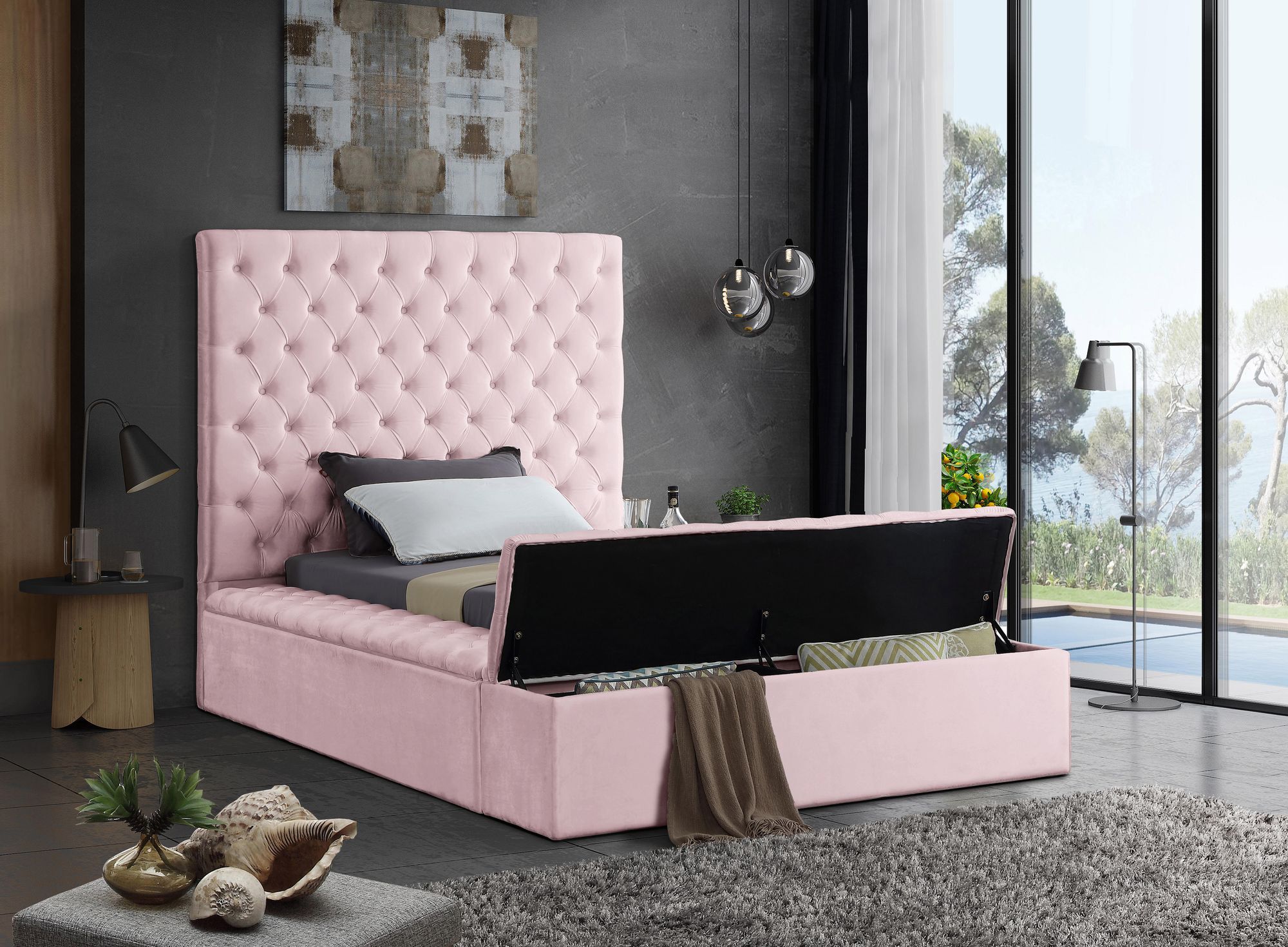 Bliss Velvet Twin Size Bed