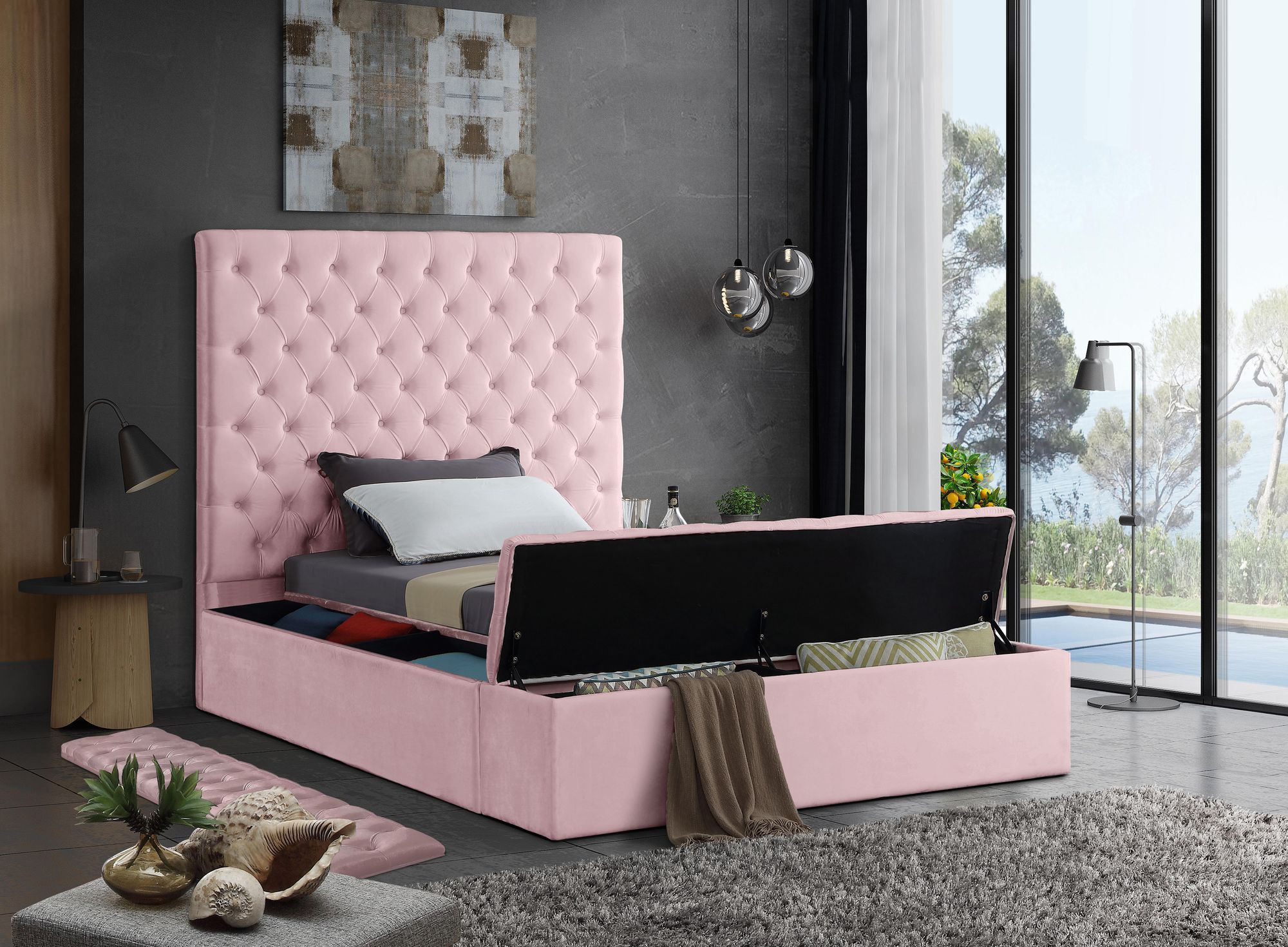 Bliss Velvet Twin Size Bed