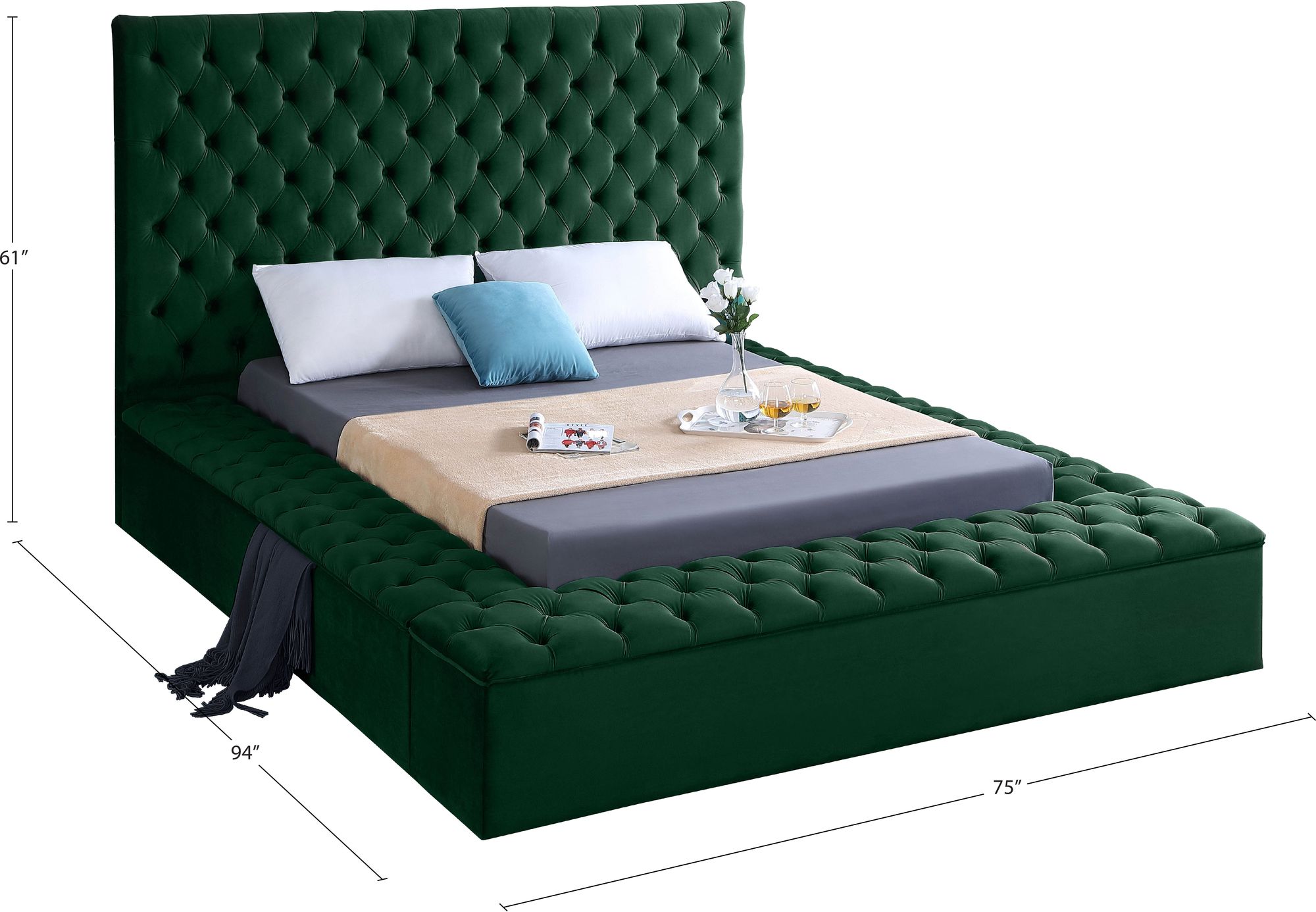 Bliss Velvet Full Size Bed