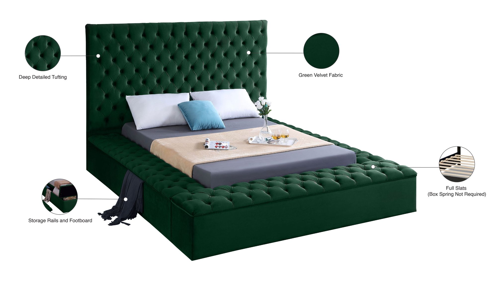Bliss Velvet Full Size Bed