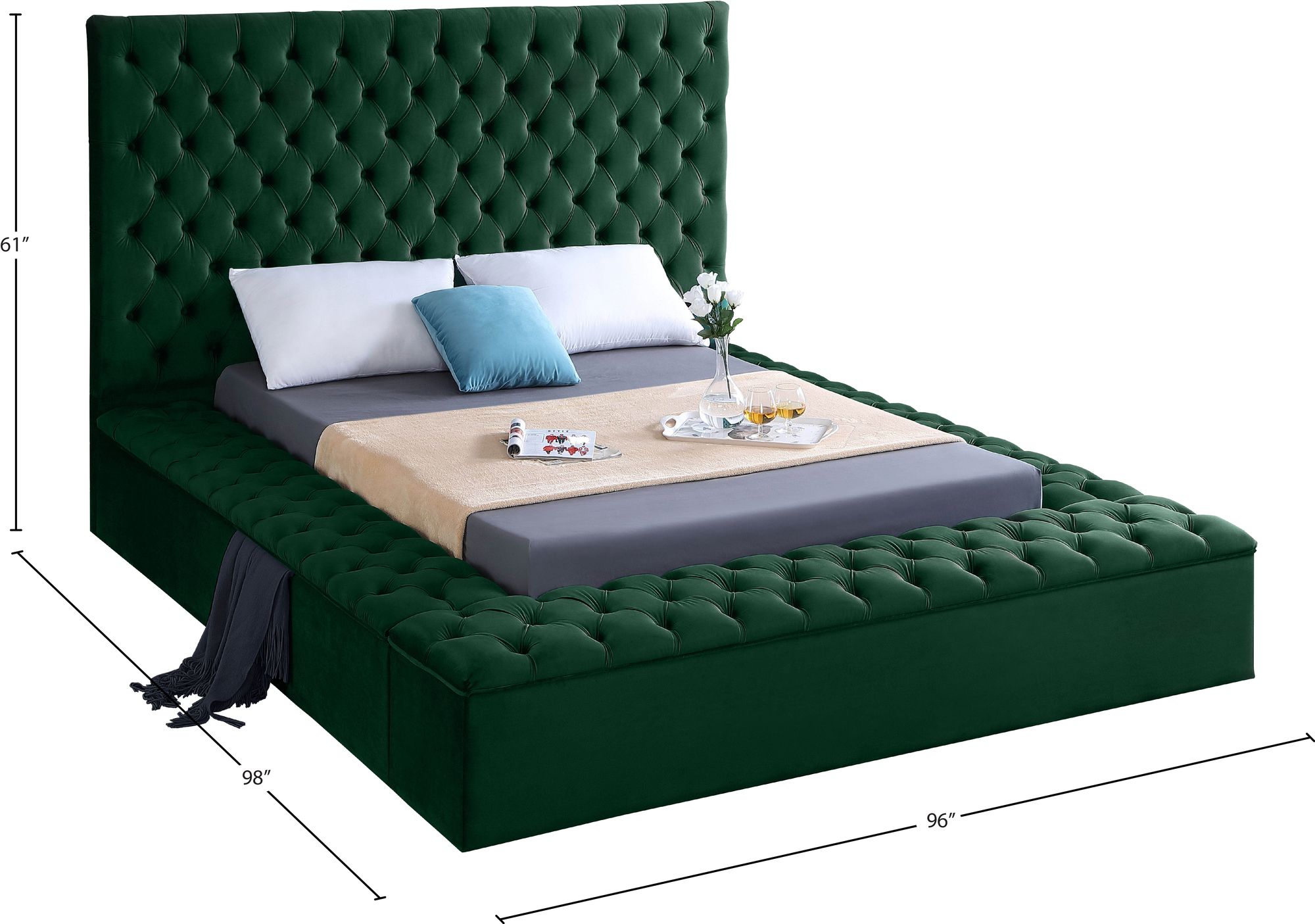 Bliss Velvet King Size Bed