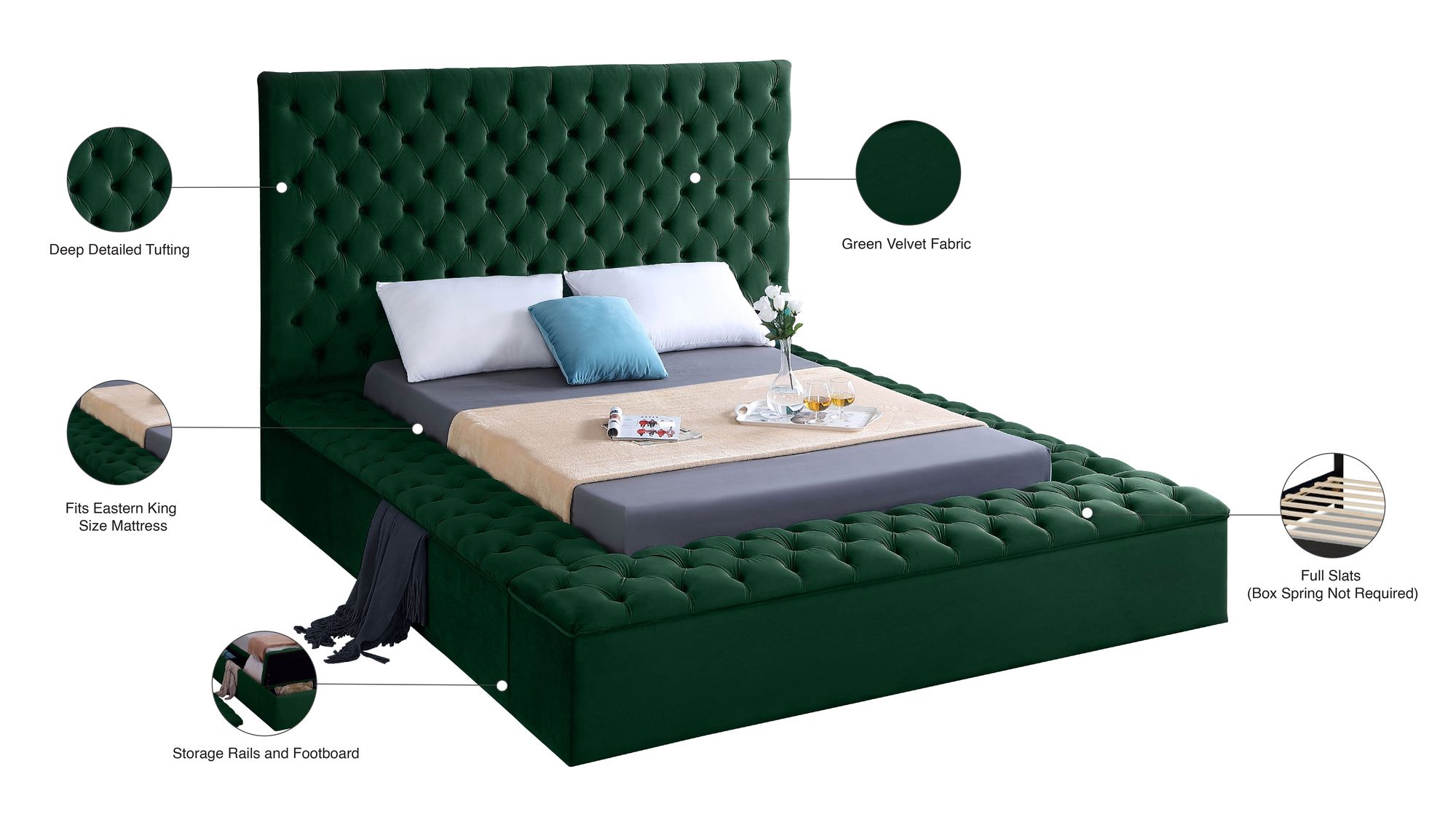 Bliss Velvet King Size Bed