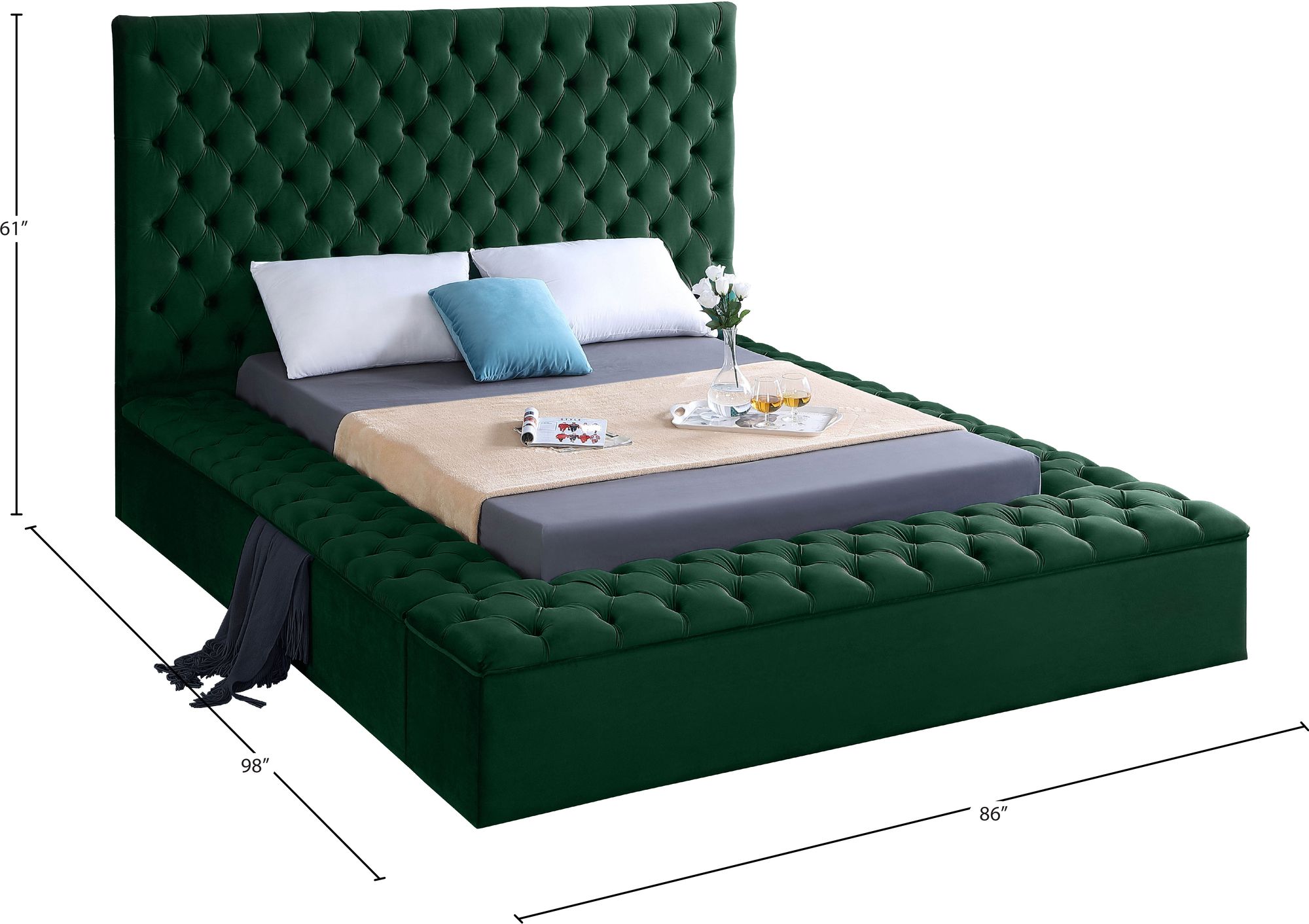 Bliss Velvet Queen Size Bed